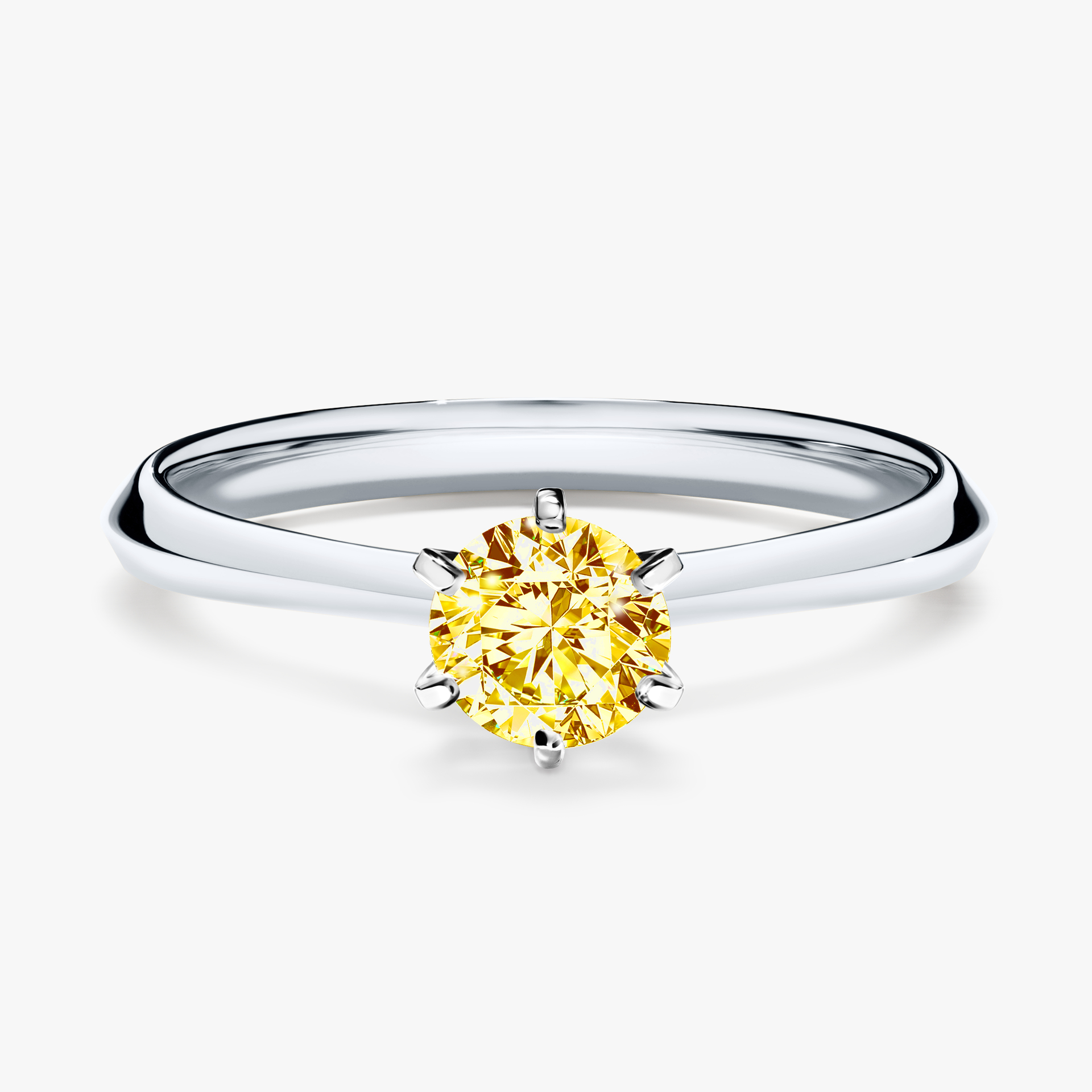 Pierścionek zaręczynowy My Queen z białego złota z żółtym diamentem 0,50ct