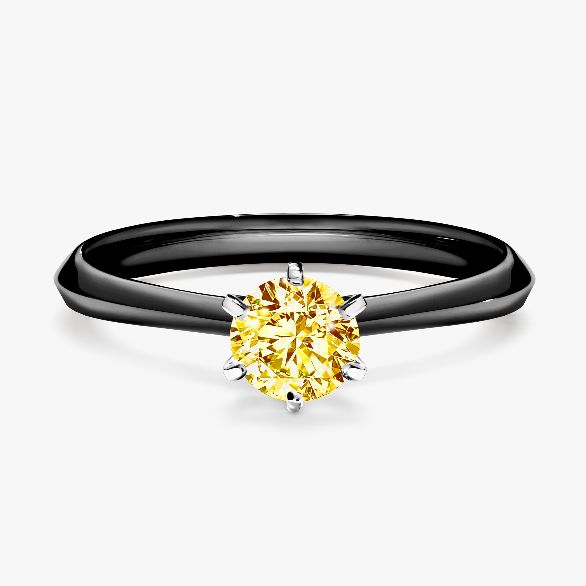 Pierścionek zaręczynowy My Queen z czarnego złota z żółtym diamentem 0,50ct