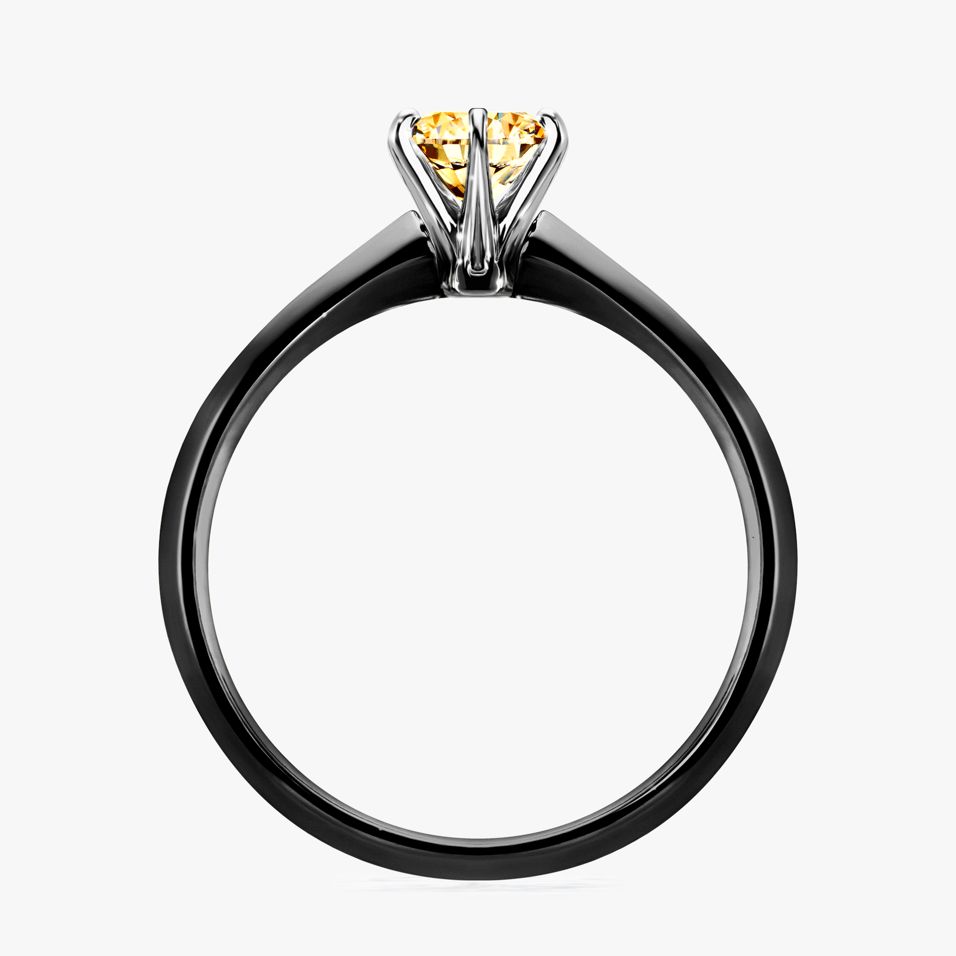 Pierścionek zaręczynowy My Queen z czarnego złota z żółtym diamentem 0,50ct