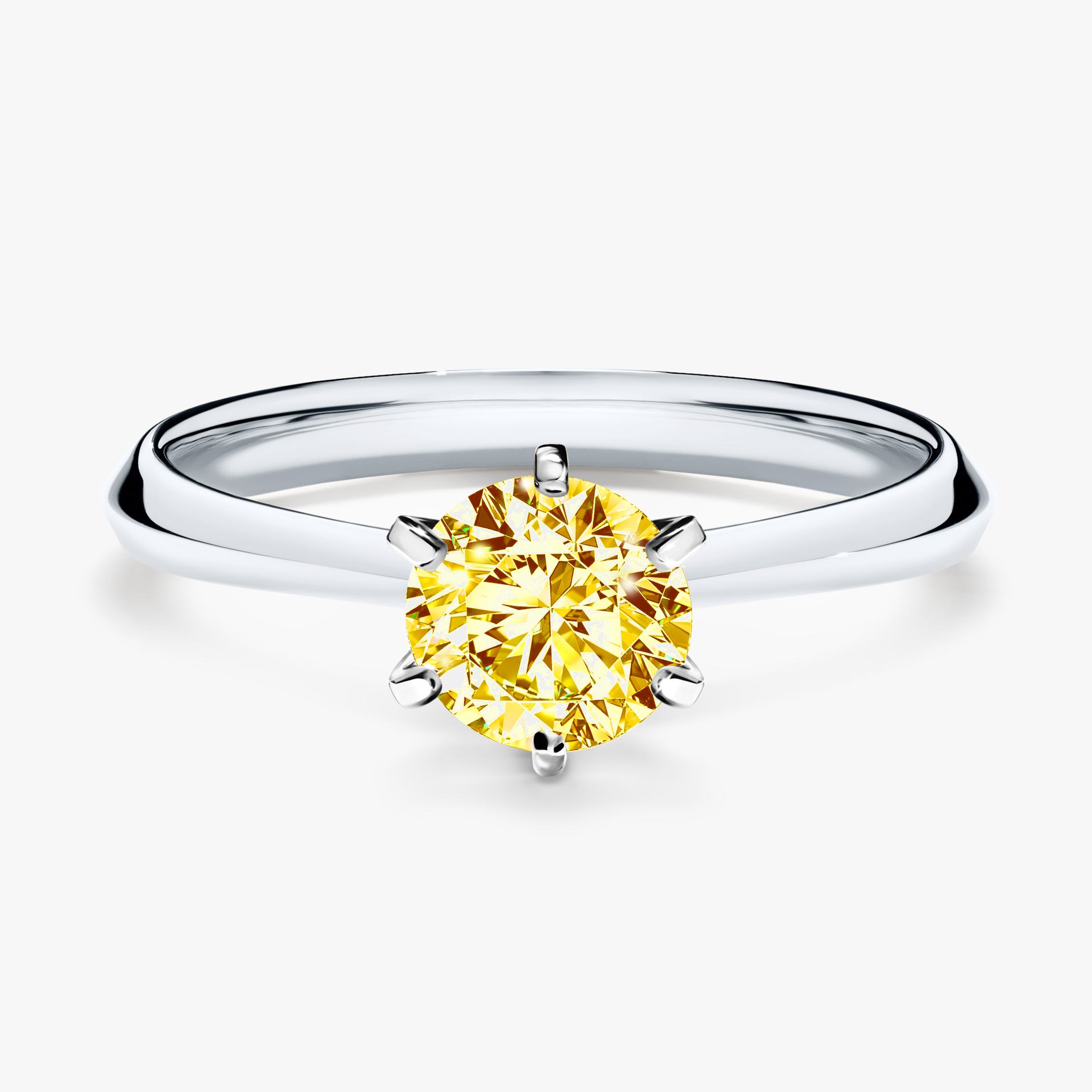 Pierścionek zaręczynowy My Queen z białego złota z żółtym diamentem 0,80ct