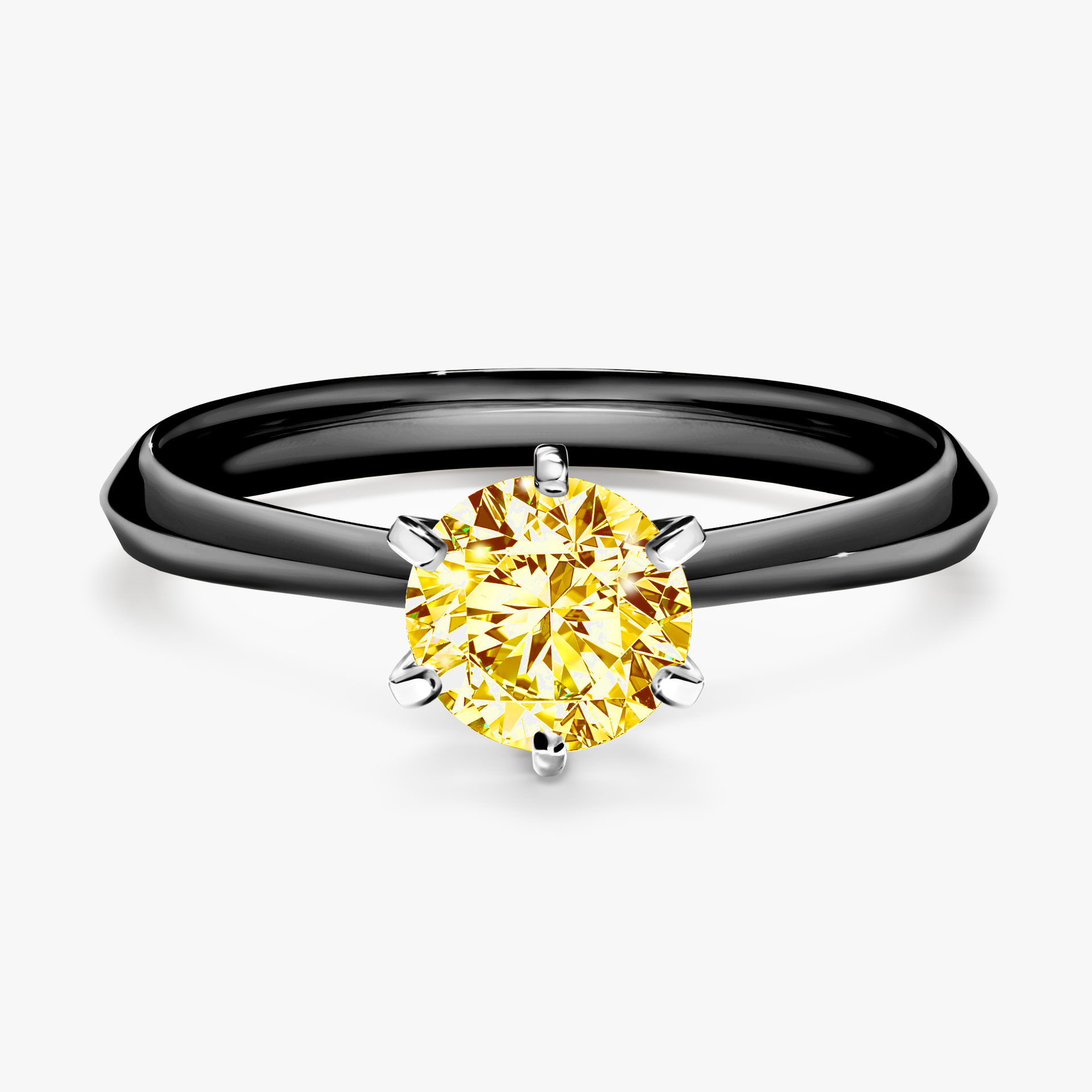 Pierścionek zaręczynowy My Queen z czarnego złota z żółtym diamentem 0,80ct
