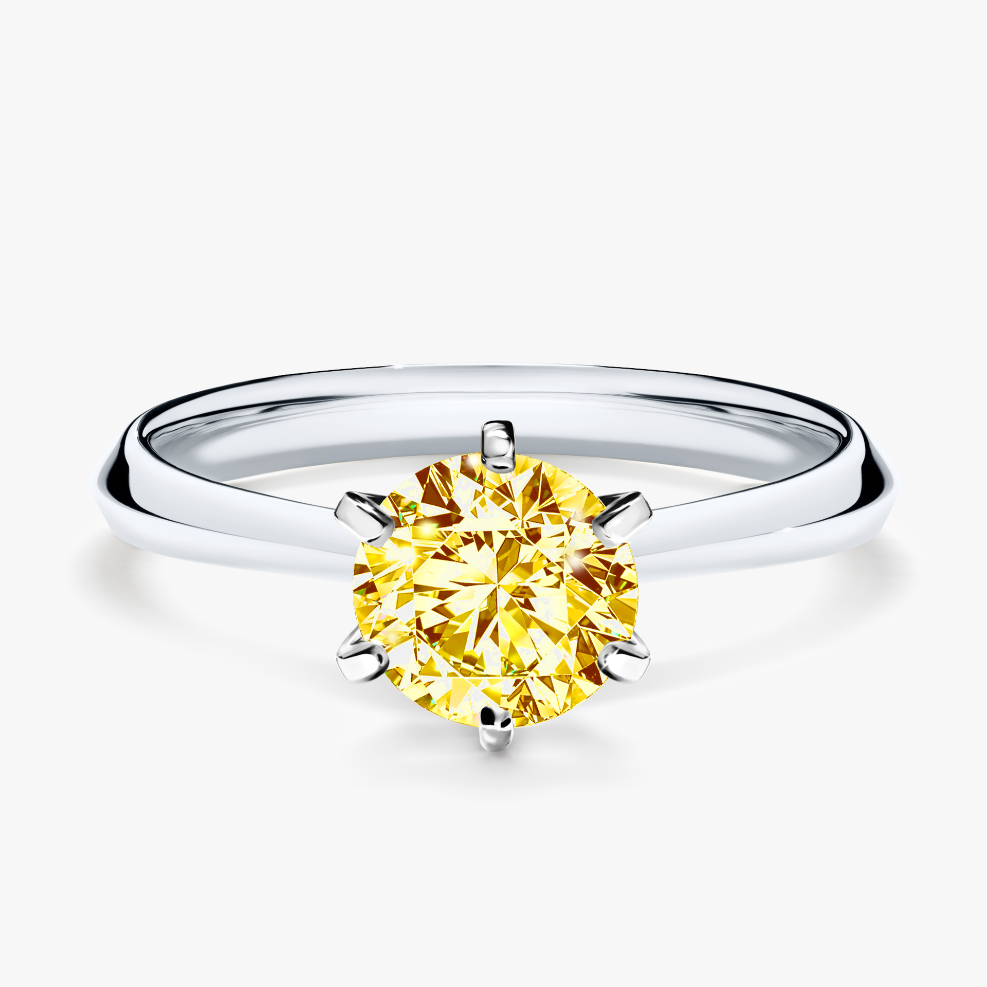 Pierścionek zaręczynowy My Queen z białego złota z żółtym diamentem 1,00ct