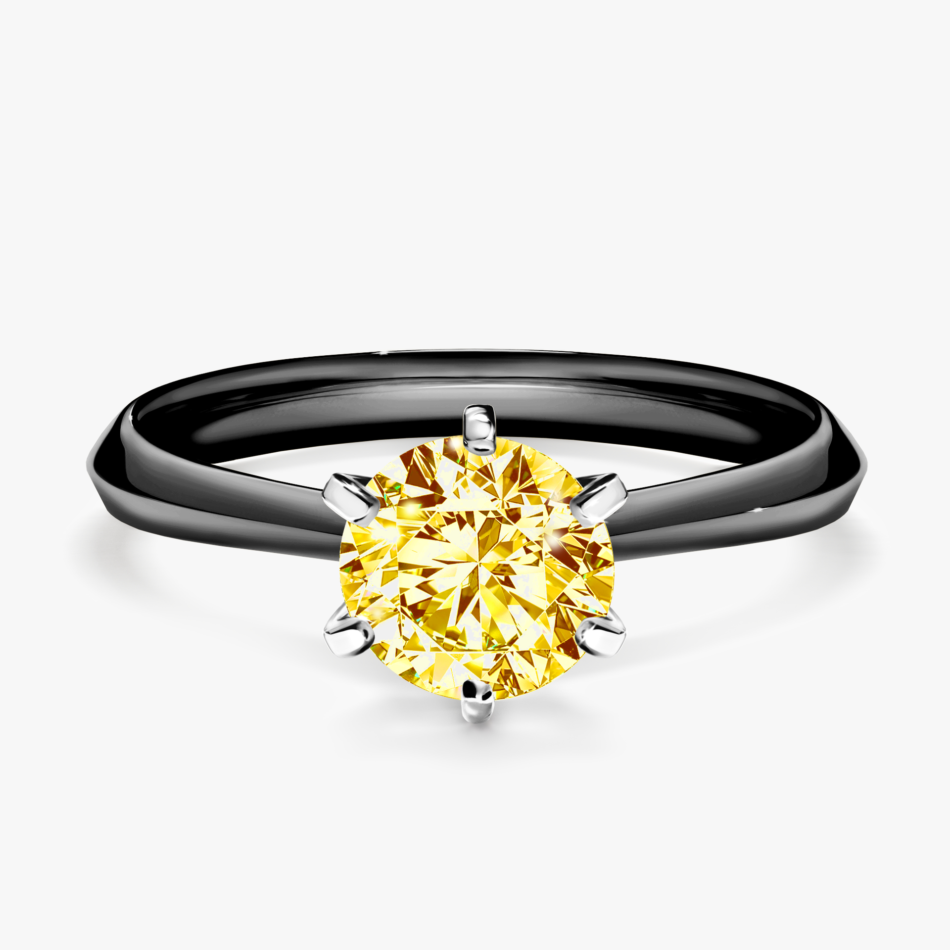 Pierścionek zaręczynowy My Queen z czarnego złota z żółtym diamentem 1,00ct