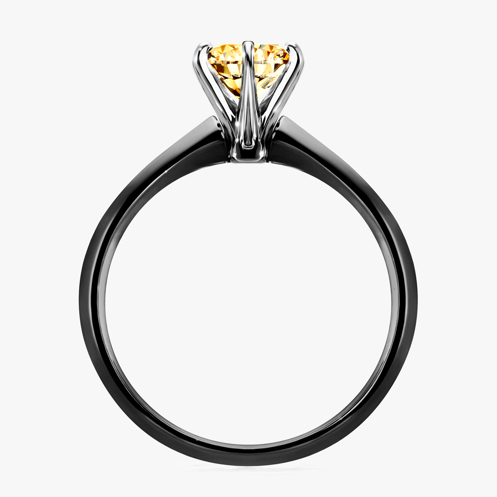 Pierścionek zaręczynowy My Queen z czarnego złota z żółtym diamentem 1,00ct