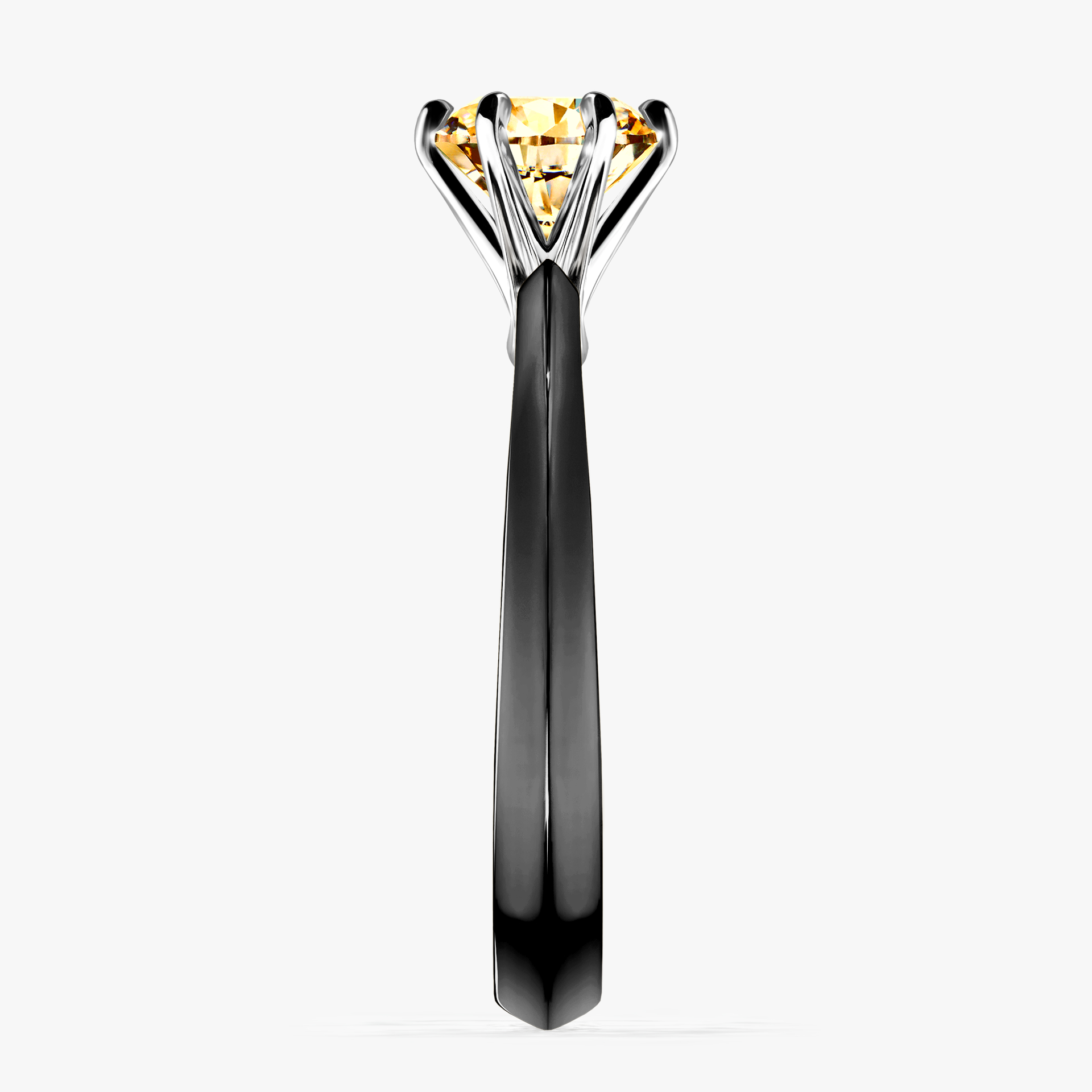 Pierścionek zaręczynowy My Queen z czarnego złota z żółtym diamentem 1,00ct