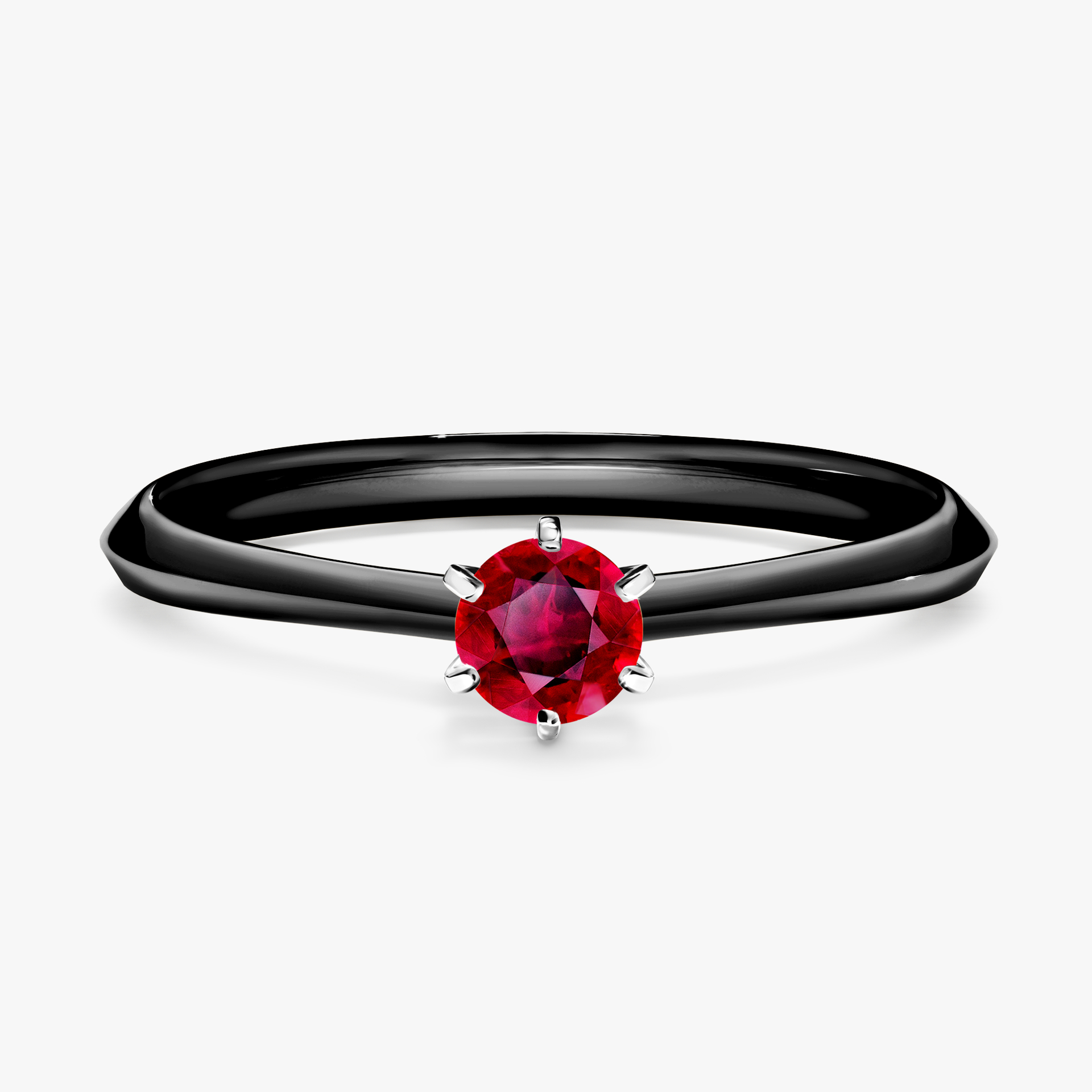 Pierścionek zaręczynowy My Queen z czarnego złota z rubinem 0,25ct