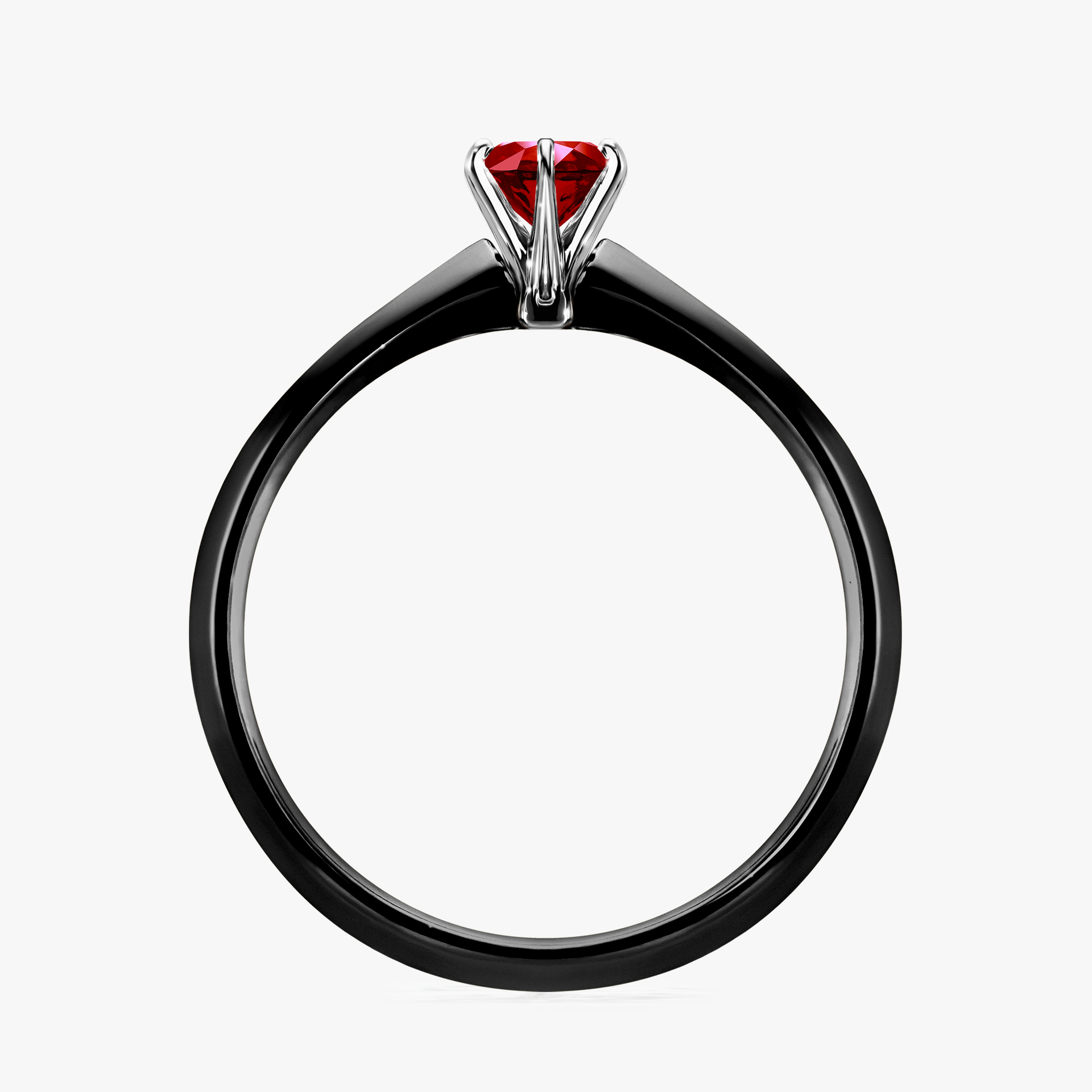 Pierścionek zaręczynowy My Queen z czarnego złota z rubinem 0,25ct