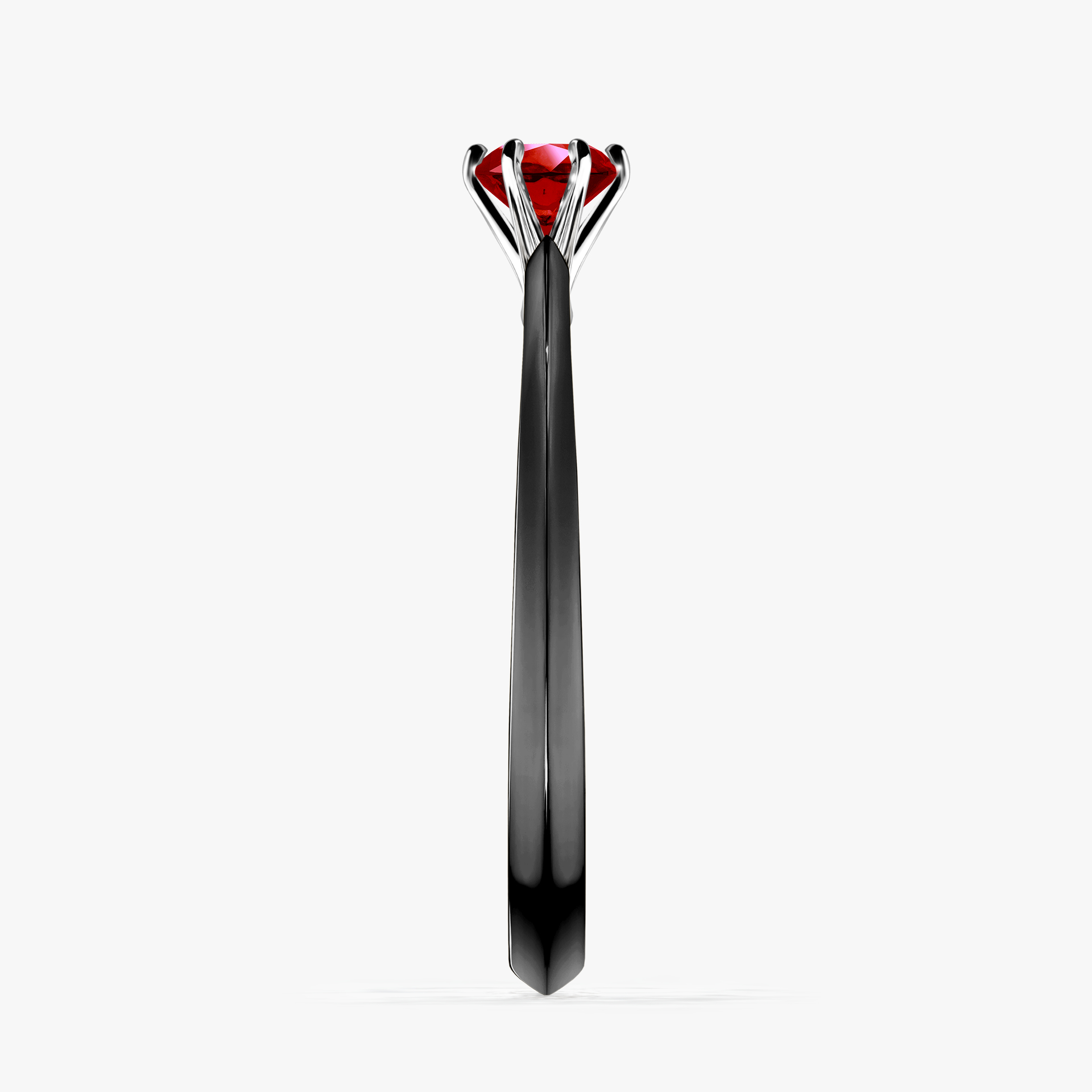 Pierścionek zaręczynowy My Queen z czarnego złota z rubinem 0,25ct