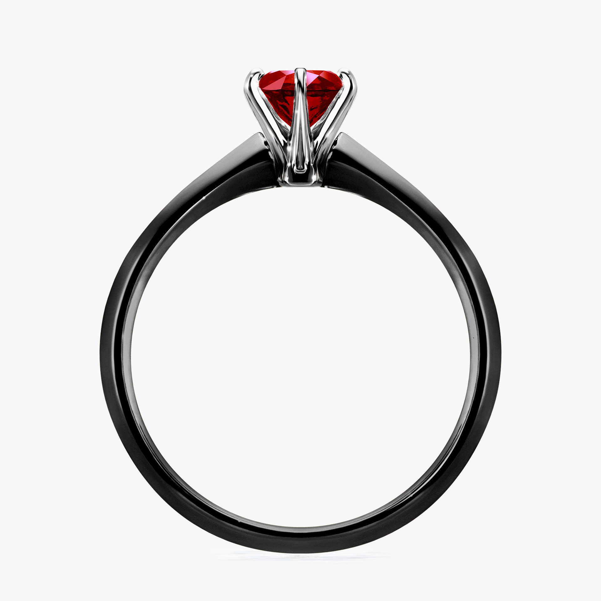 Pierścionek zaręczynowy My Queen z czarnego złota z rubinem 0,50ct