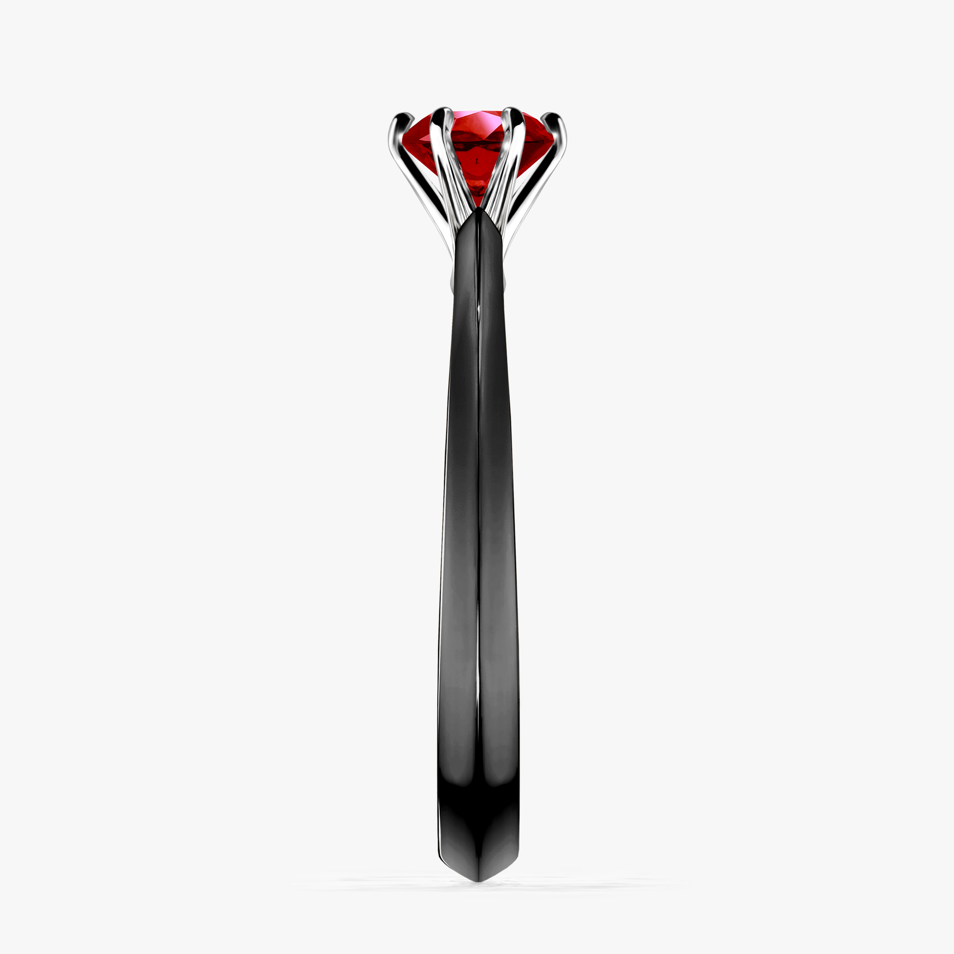 Pierścionek zaręczynowy My Queen z czarnego złota z rubinem 0,50ct