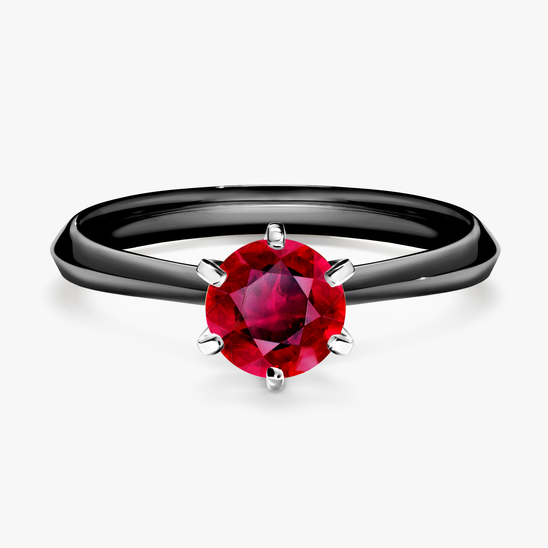 Pierścionek zaręczynowy My Queen z czarnego złota z rubinem 0,80ct