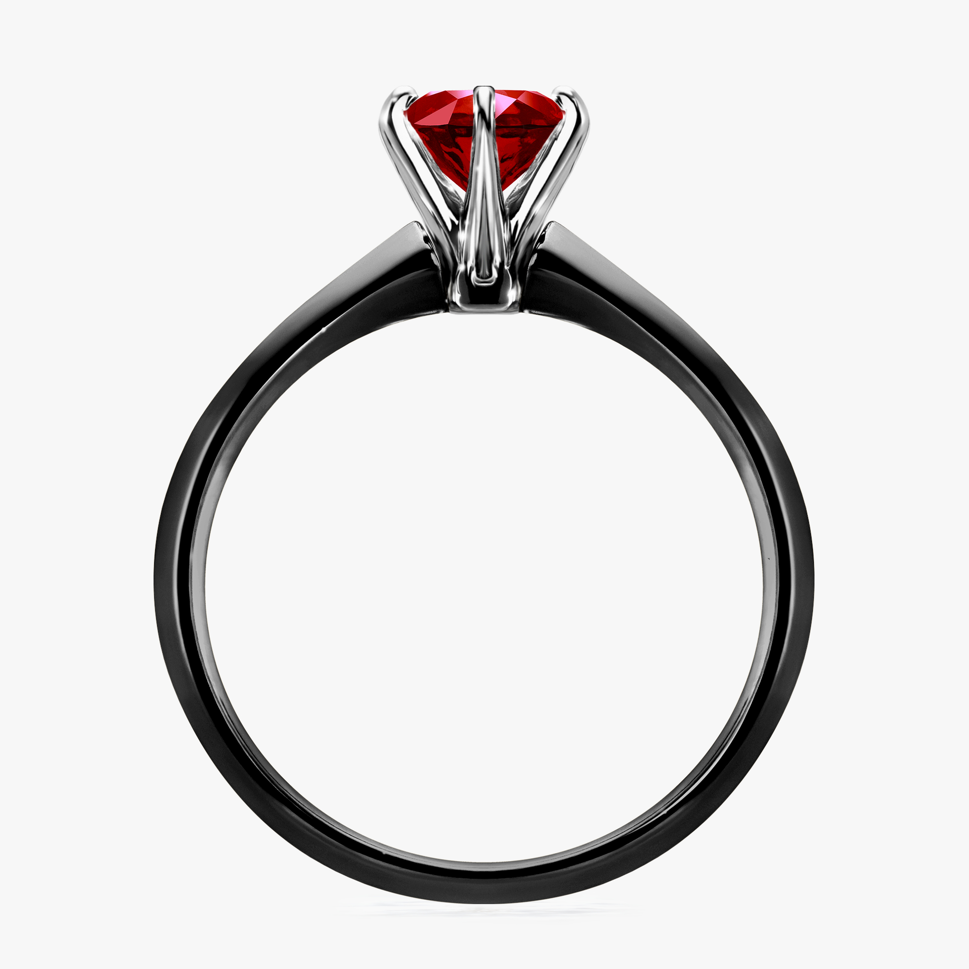 Pierścionek zaręczynowy My Queen z czarnego złota z rubinem 0,80ct