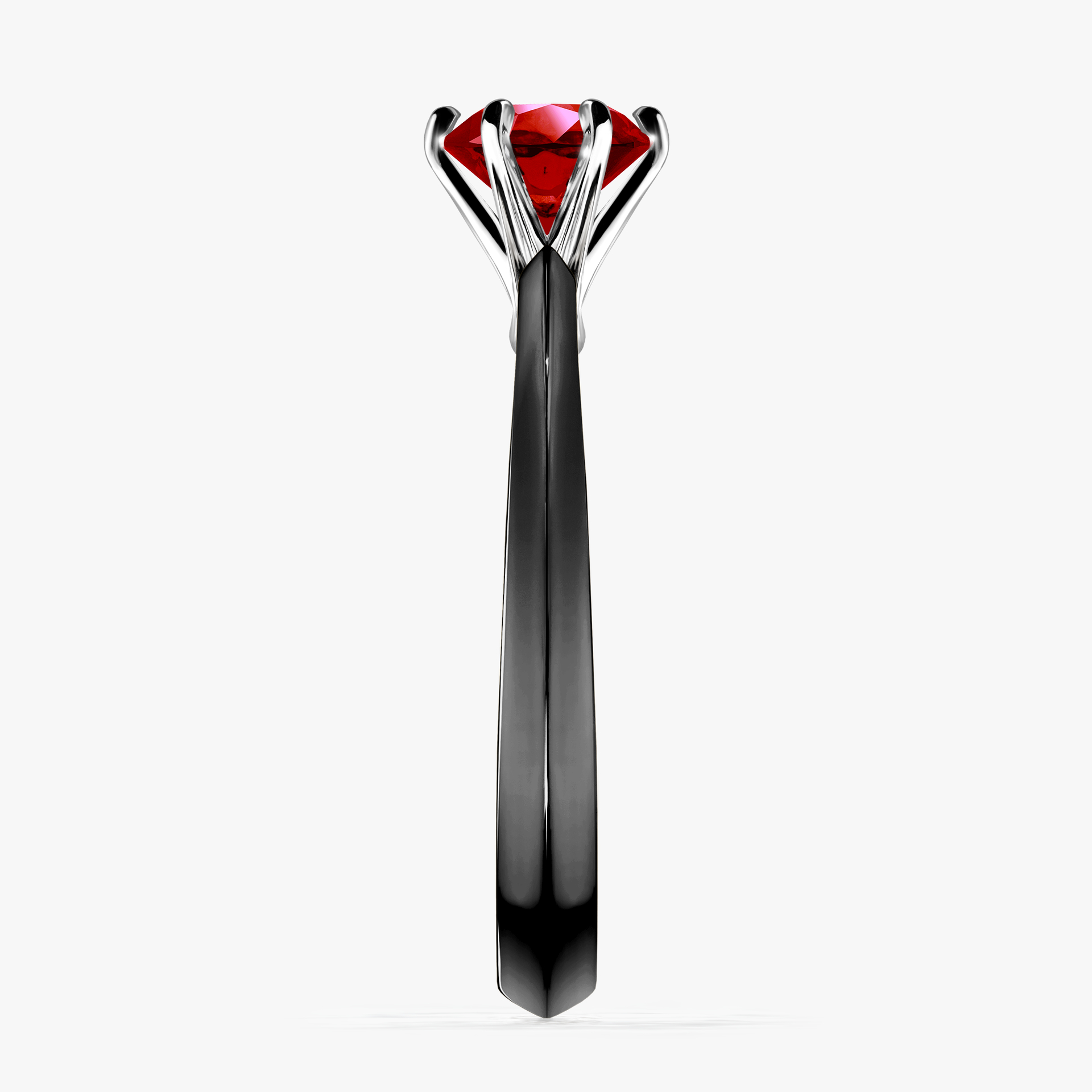 Pierścionek zaręczynowy My Queen z czarnego złota z rubinem 0,80ct