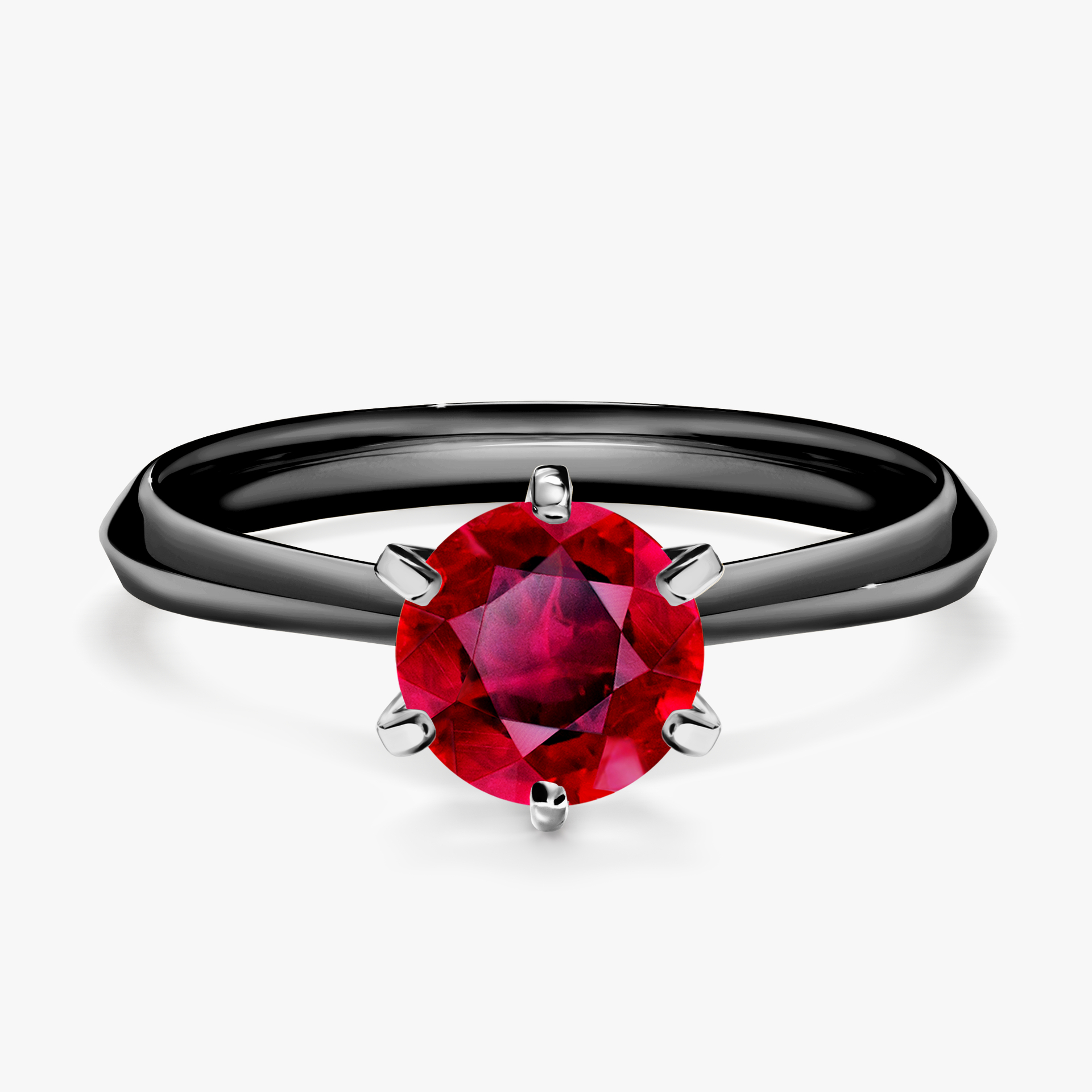 Pierścionek zaręczynowy My Queen z czarnego złota z rubinem 1,00ct