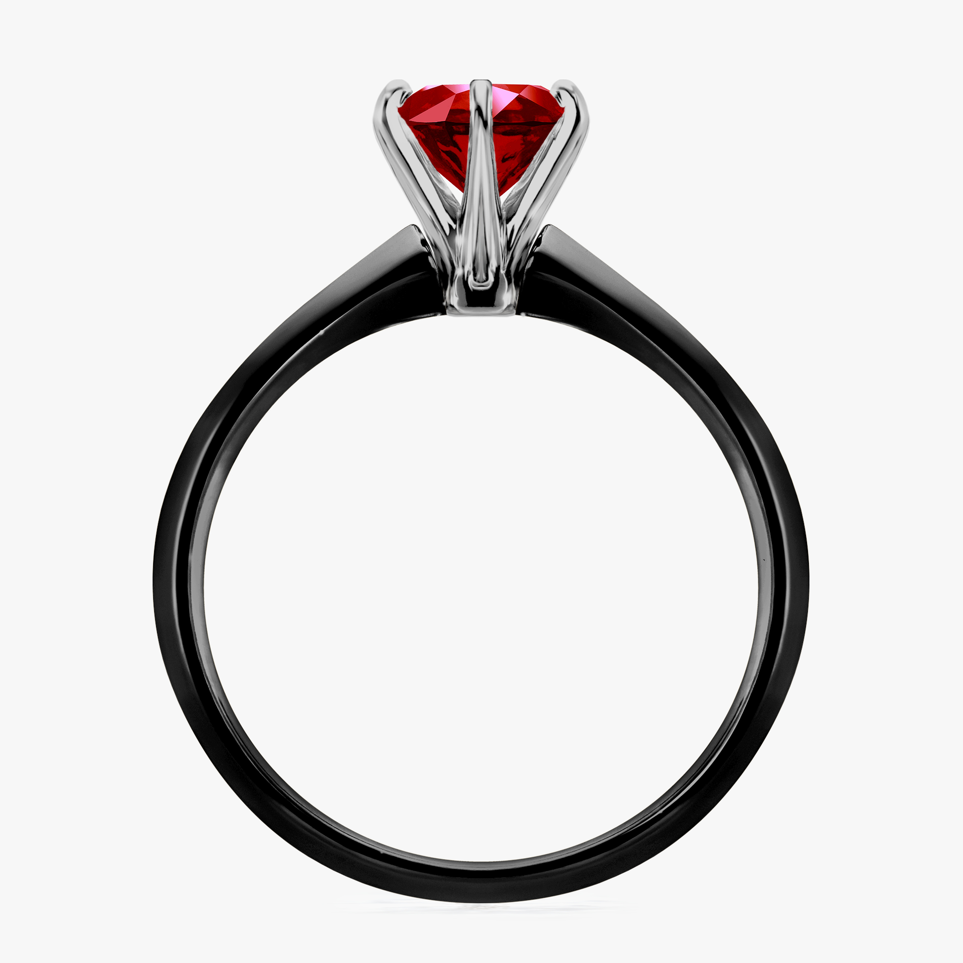 Pierścionek zaręczynowy My Queen z czarnego złota z rubinem 1,00ct