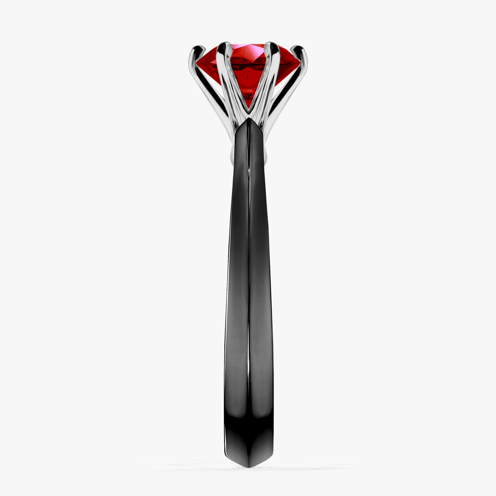 Pierścionek zaręczynowy My Queen z czarnego złota z rubinem 1,00ct