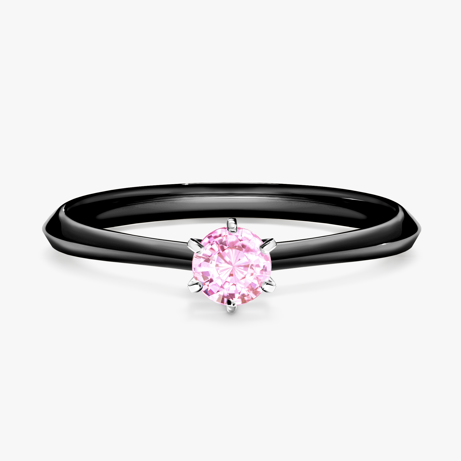 Pierścionek zaręczynowy My Queen z czarnego złota z szafirem różowym 0,25ct