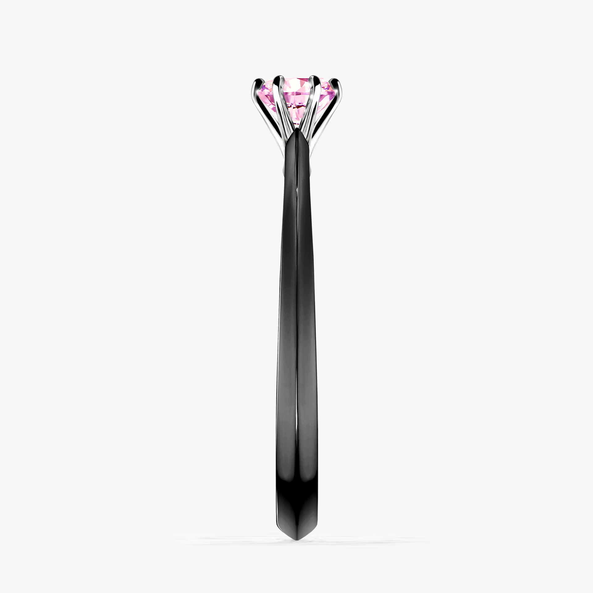Pierścionek zaręczynowy My Queen z czarnego złota z szafirem różowym 0,25ct