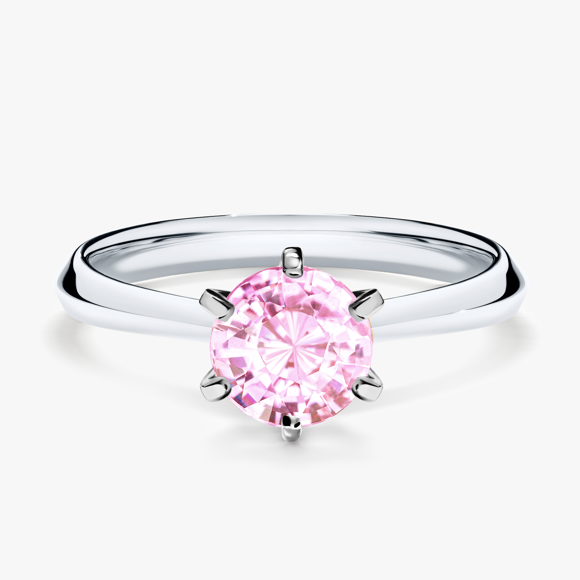 Pierścionek zaręczynowy My Queen z białego złota z szafirem różowym 1,00ct