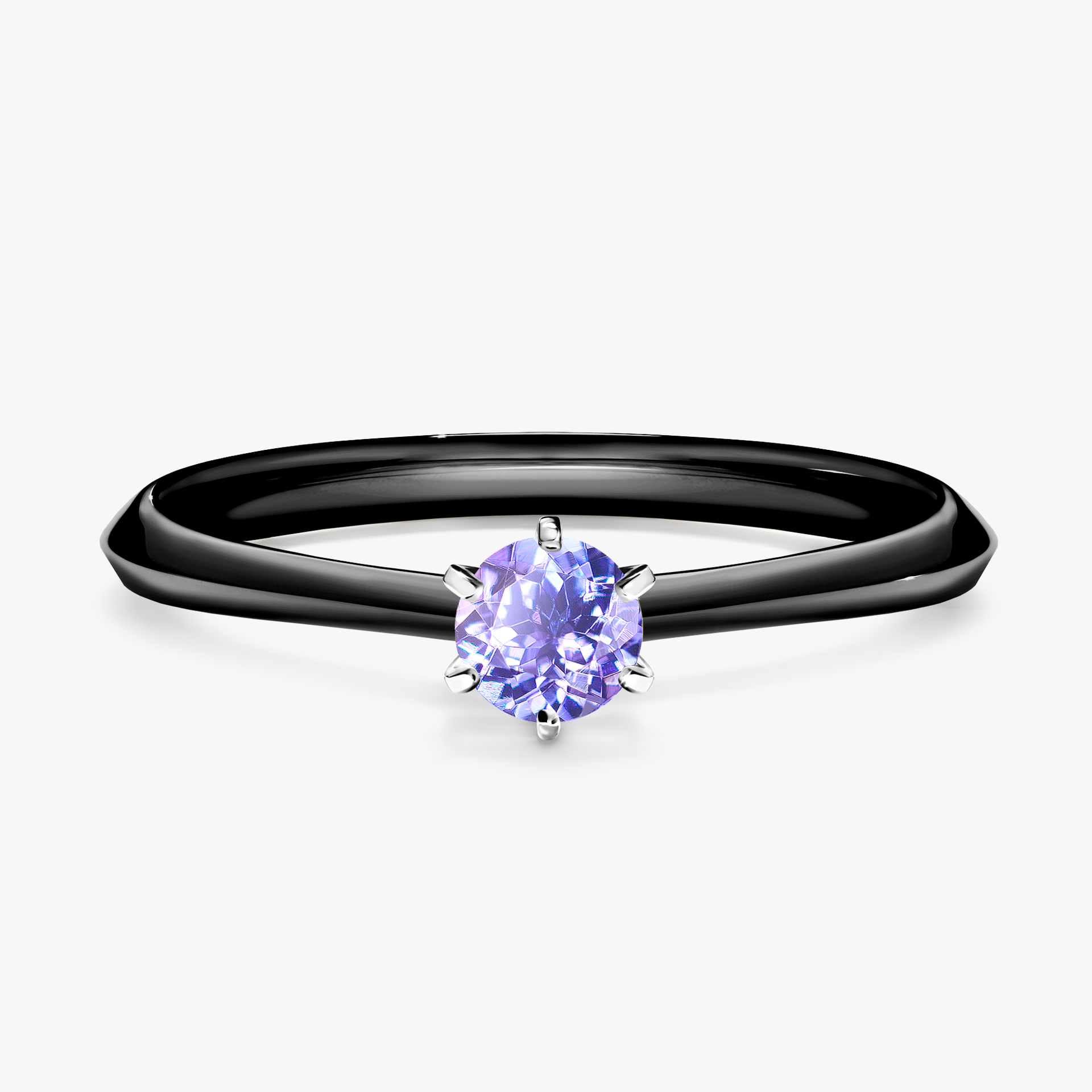 Pierścionek zaręczynowy My Queen z czarnego złota z tanzanitem 0,25ct