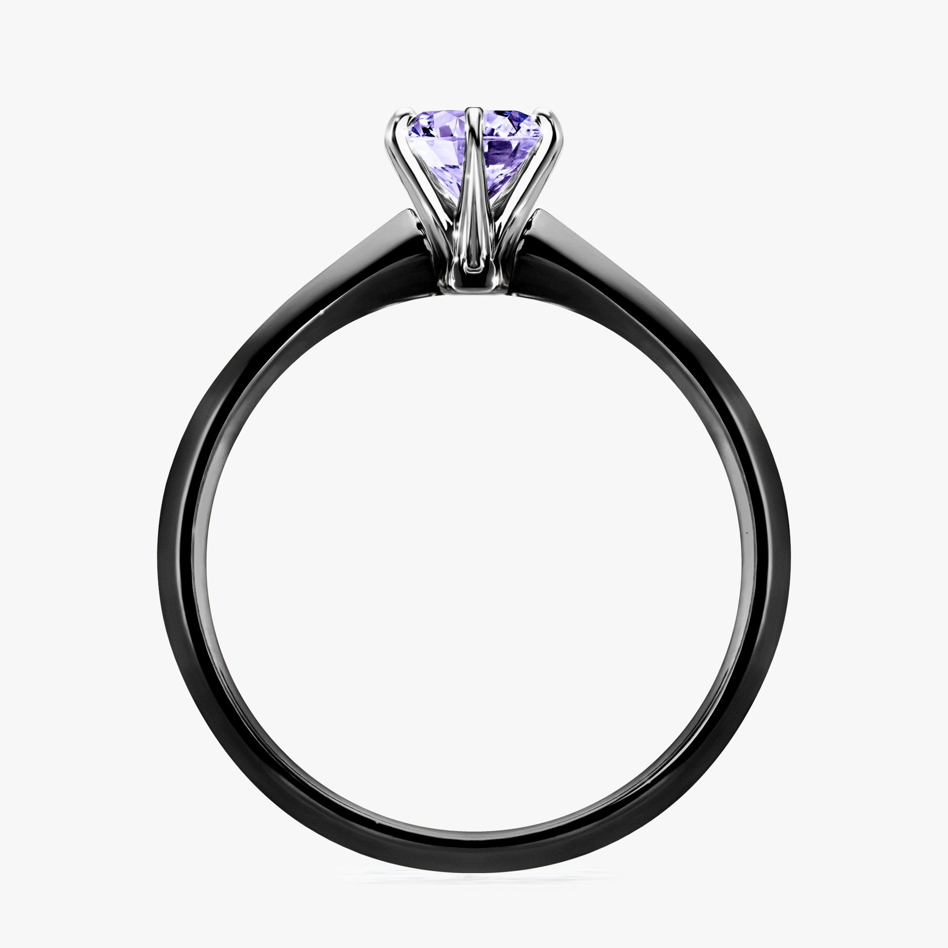 Pierścionek zaręczynowy My Queen z czarnego złota z tanzanitem 0,50ct