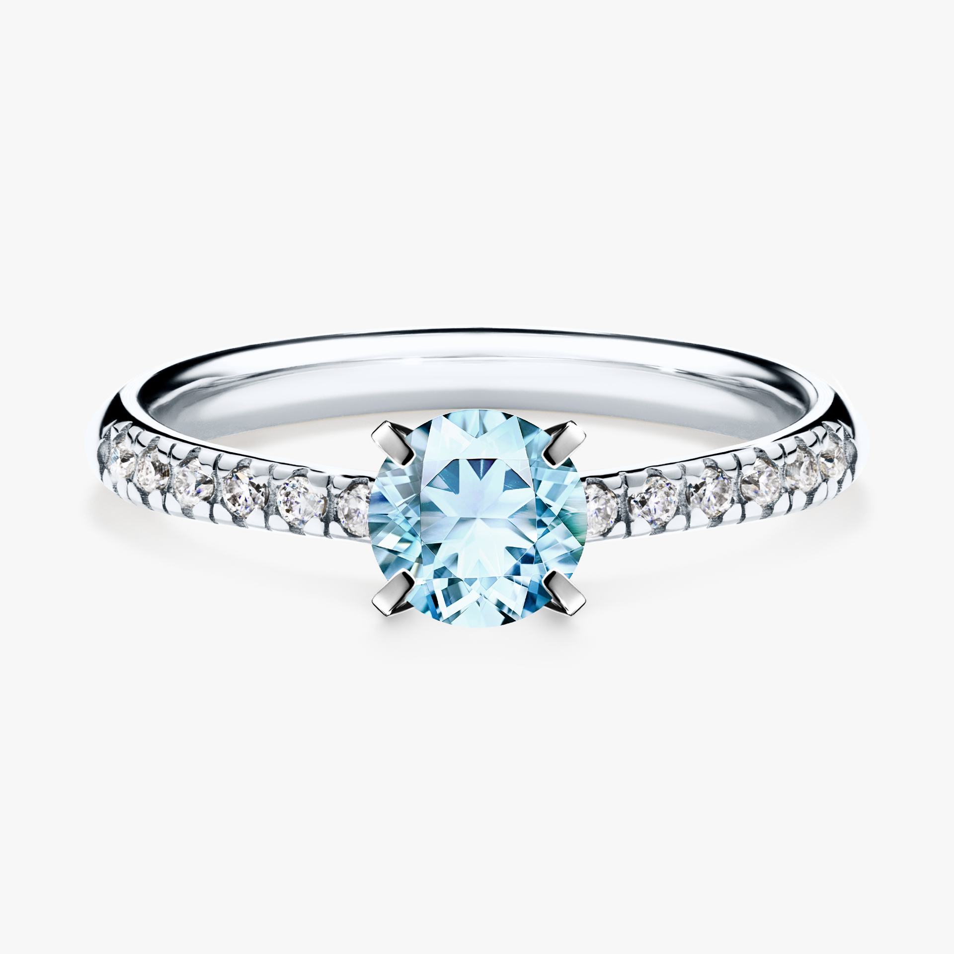 Pierścionek zaręczynowy My Sunshine z białego złota z akwamarynem 0,64ct