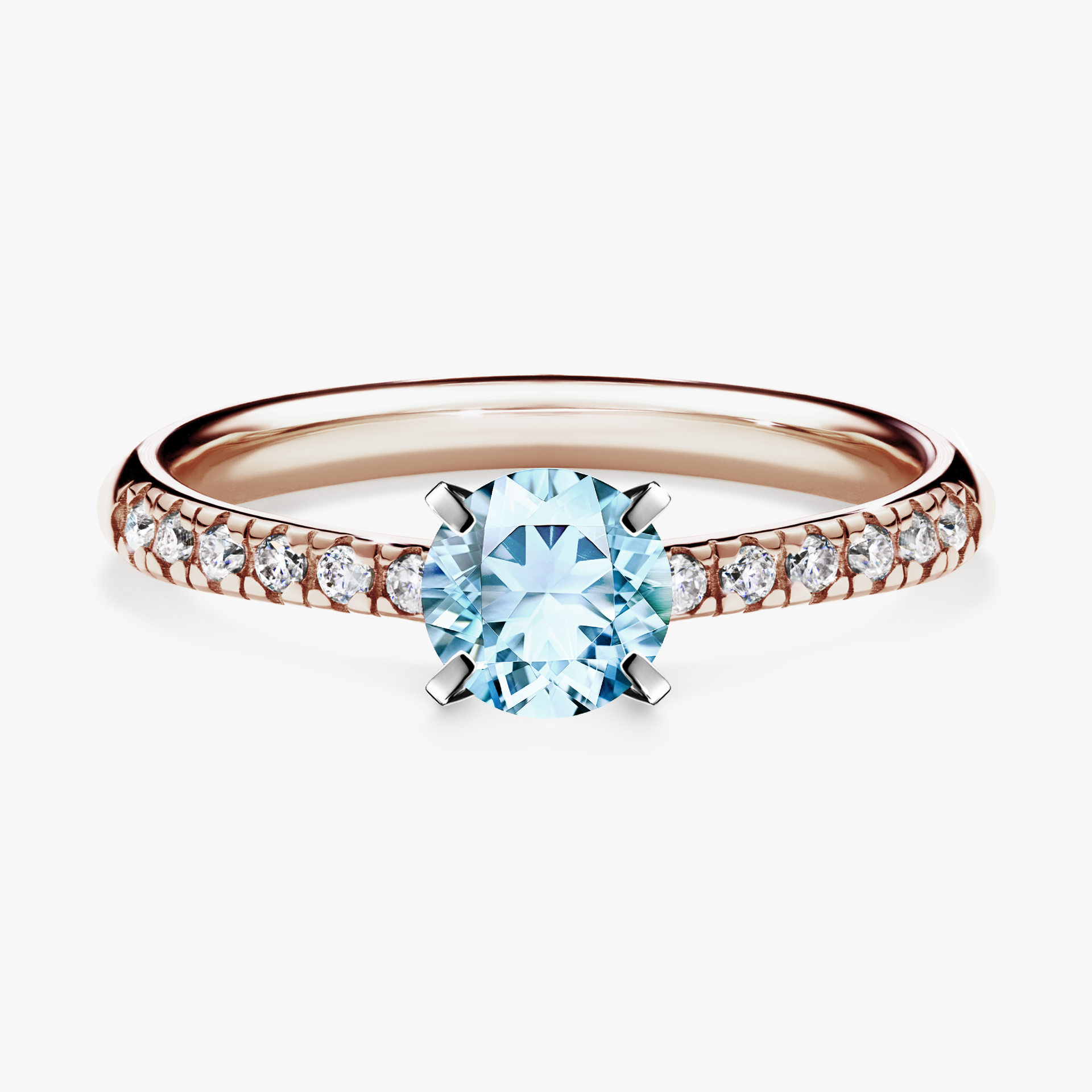 Pierścionek zaręczynowy My Sunshine z różowego złota z akwamarynem 0,64ct