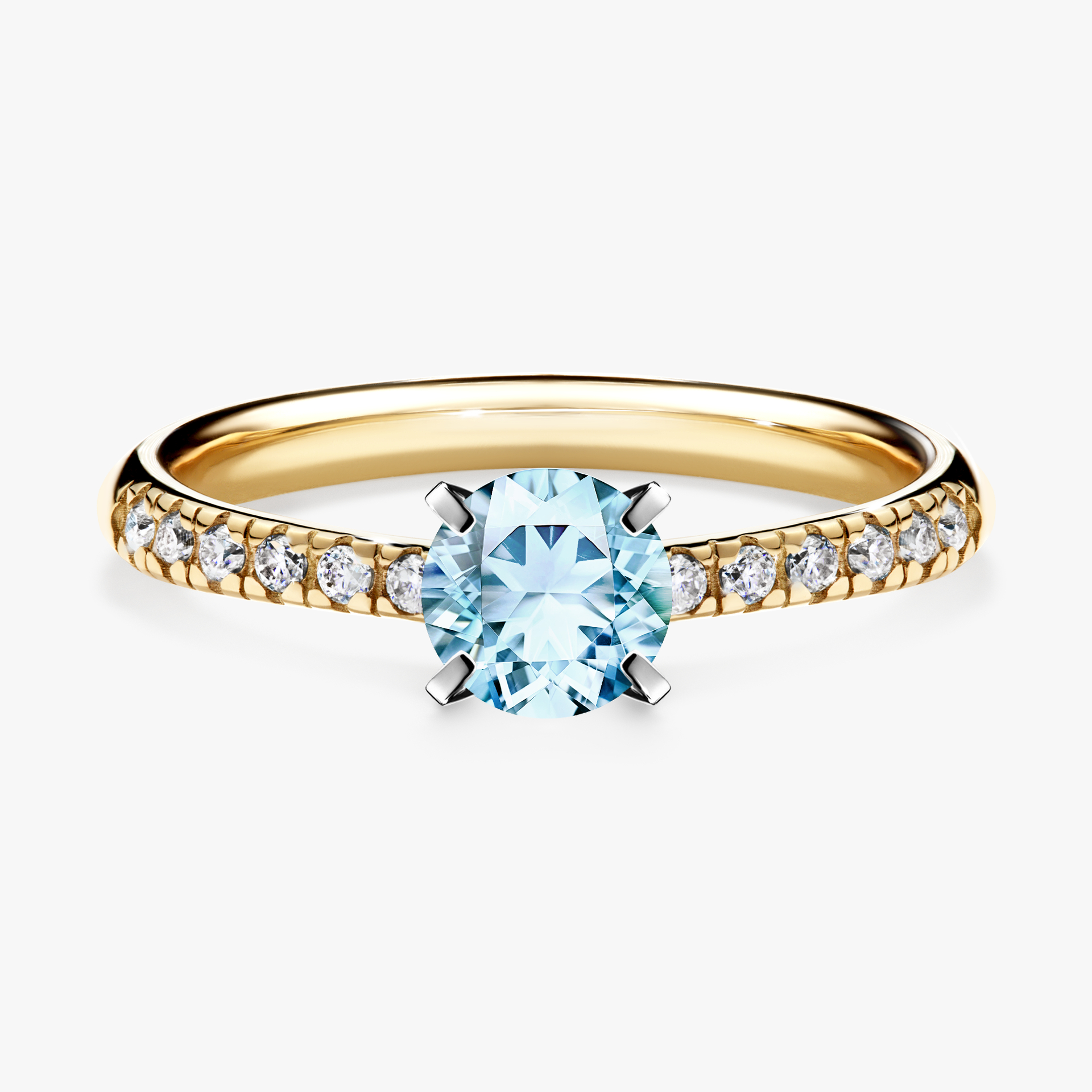 Pierścionek zaręczynowy My Sunshine z żółtego złota z akwamarynem 0,64ct
