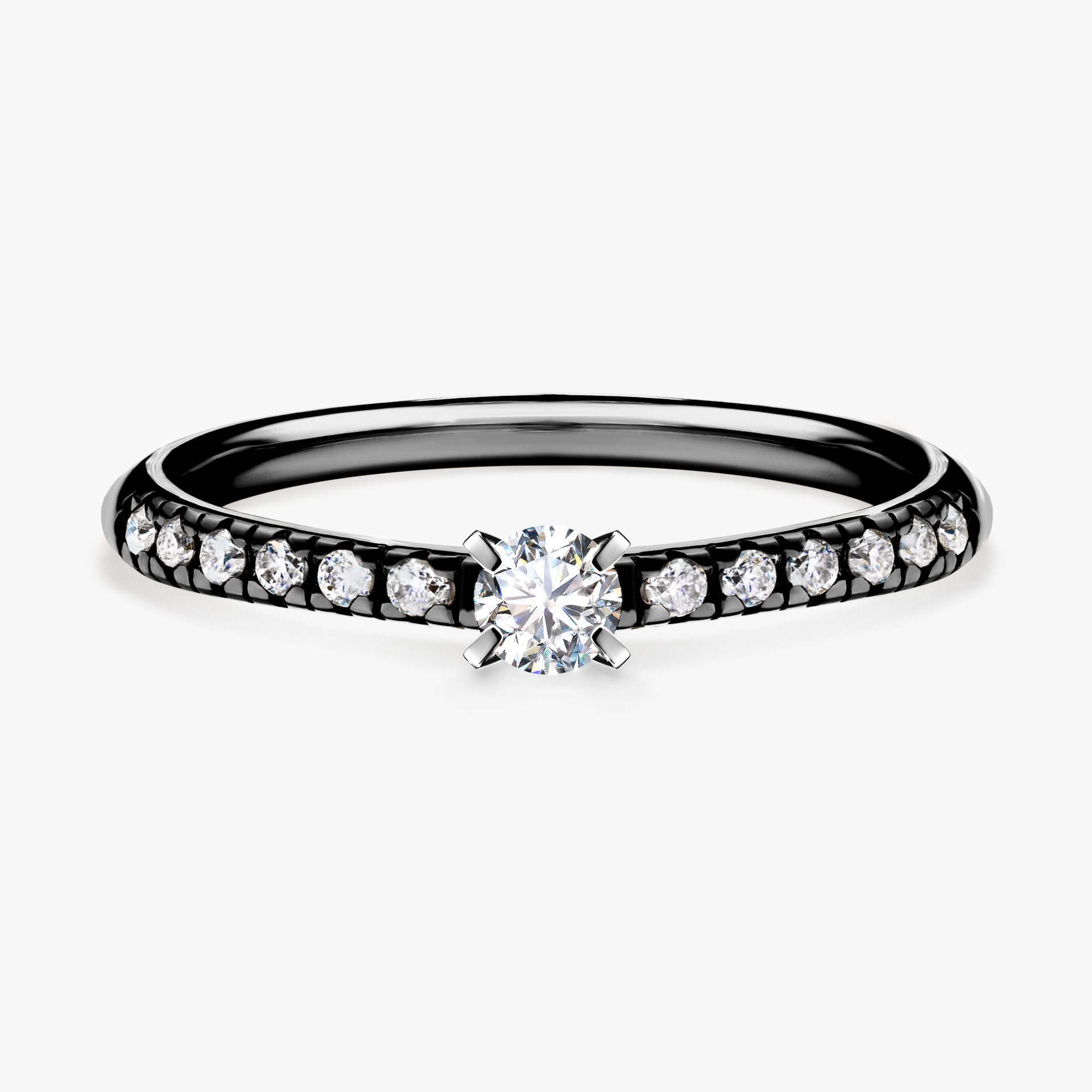 Pierścionek zaręczynowy My Sunshine z czarnego złota z diamentem naturalnym 0,24ct