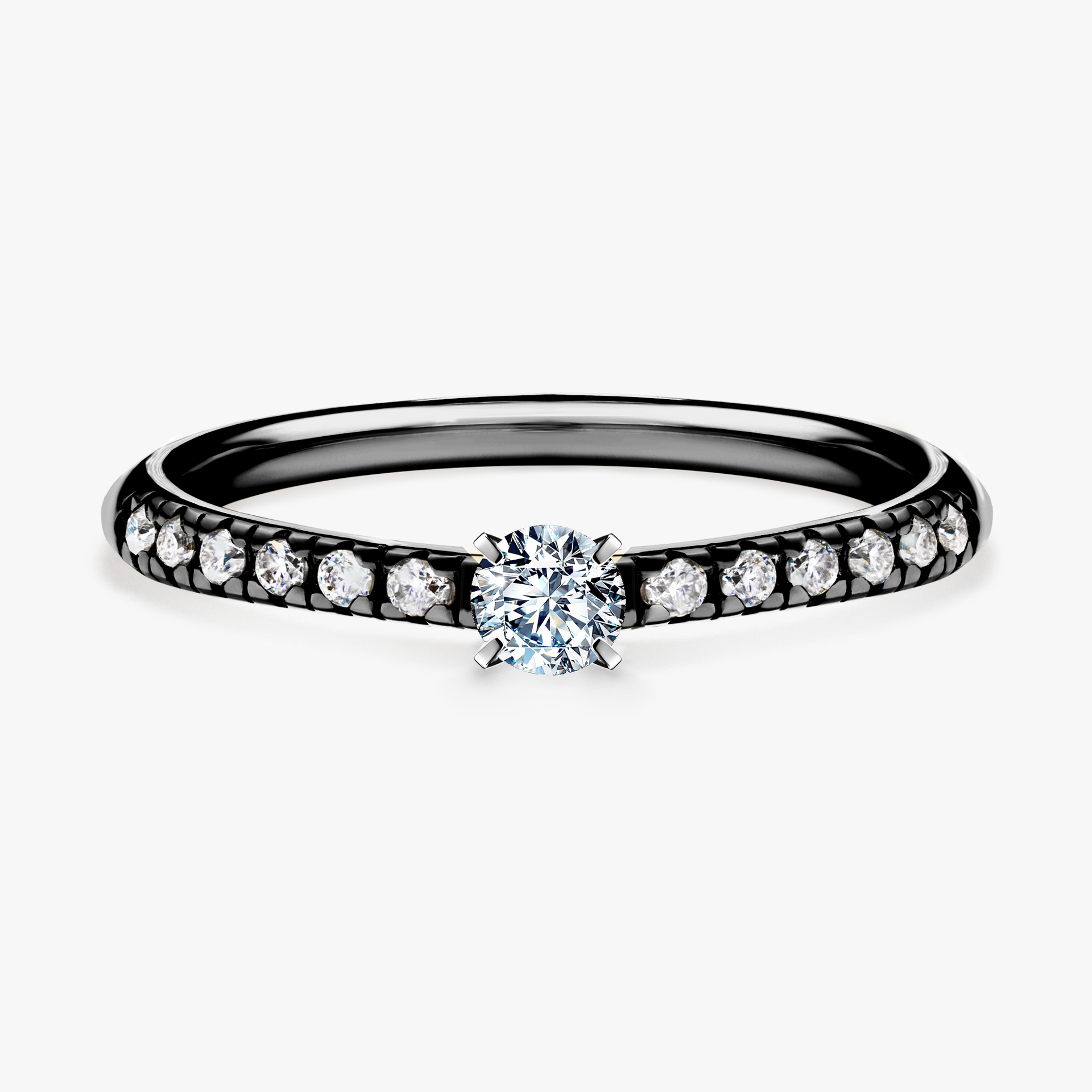 Pierścionek zaręczynowy My Sunshine z czarnego złota z diamentem naturalnym 0,24ct