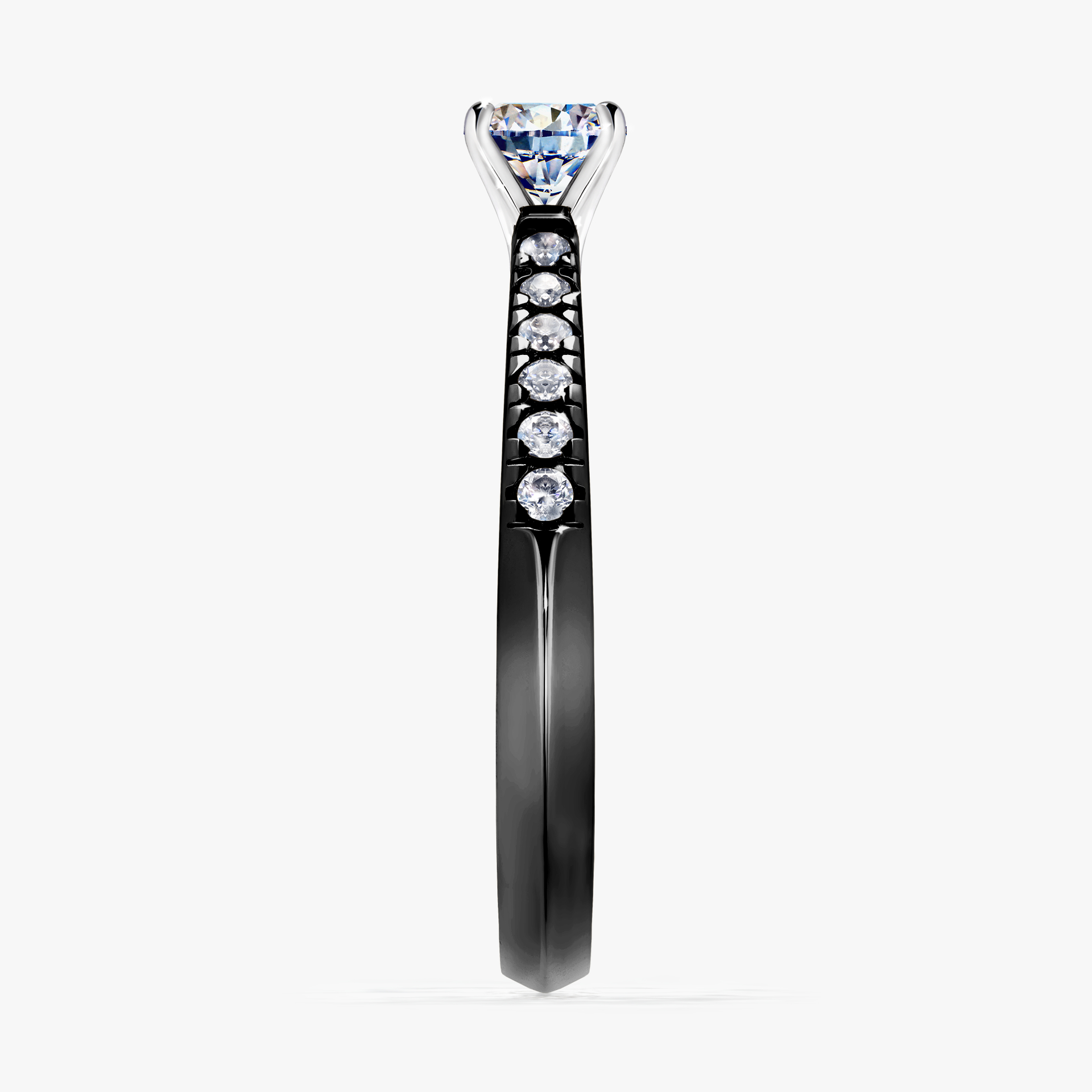 Pierścionek zaręczynowy My Sunshine z czarnego złota z diamentem laboratoryjnym 0,39ct