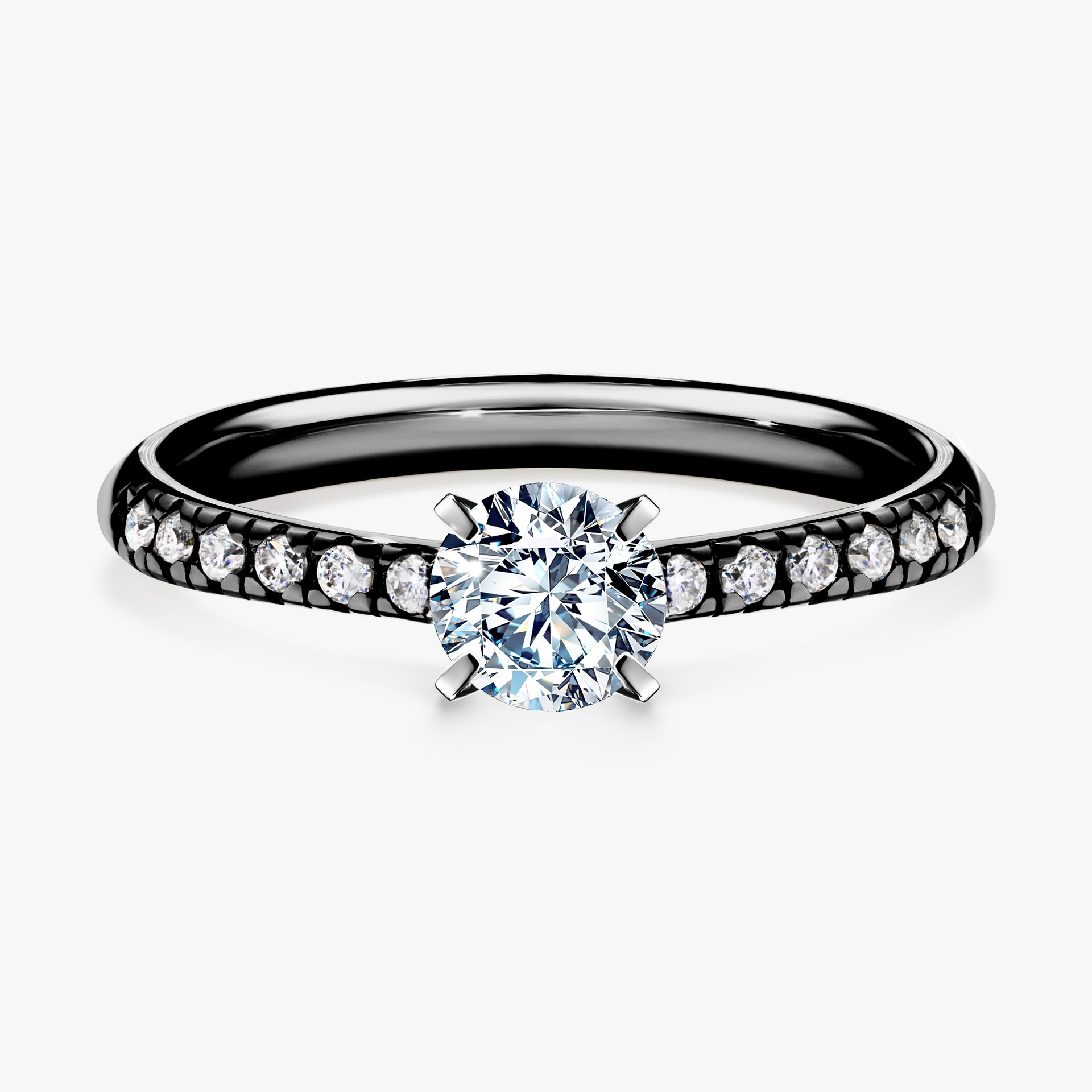 Pierścionek zaręczynowy My Sunshine z czarnego złota z diamentem laboratoryjnym 0,44ct