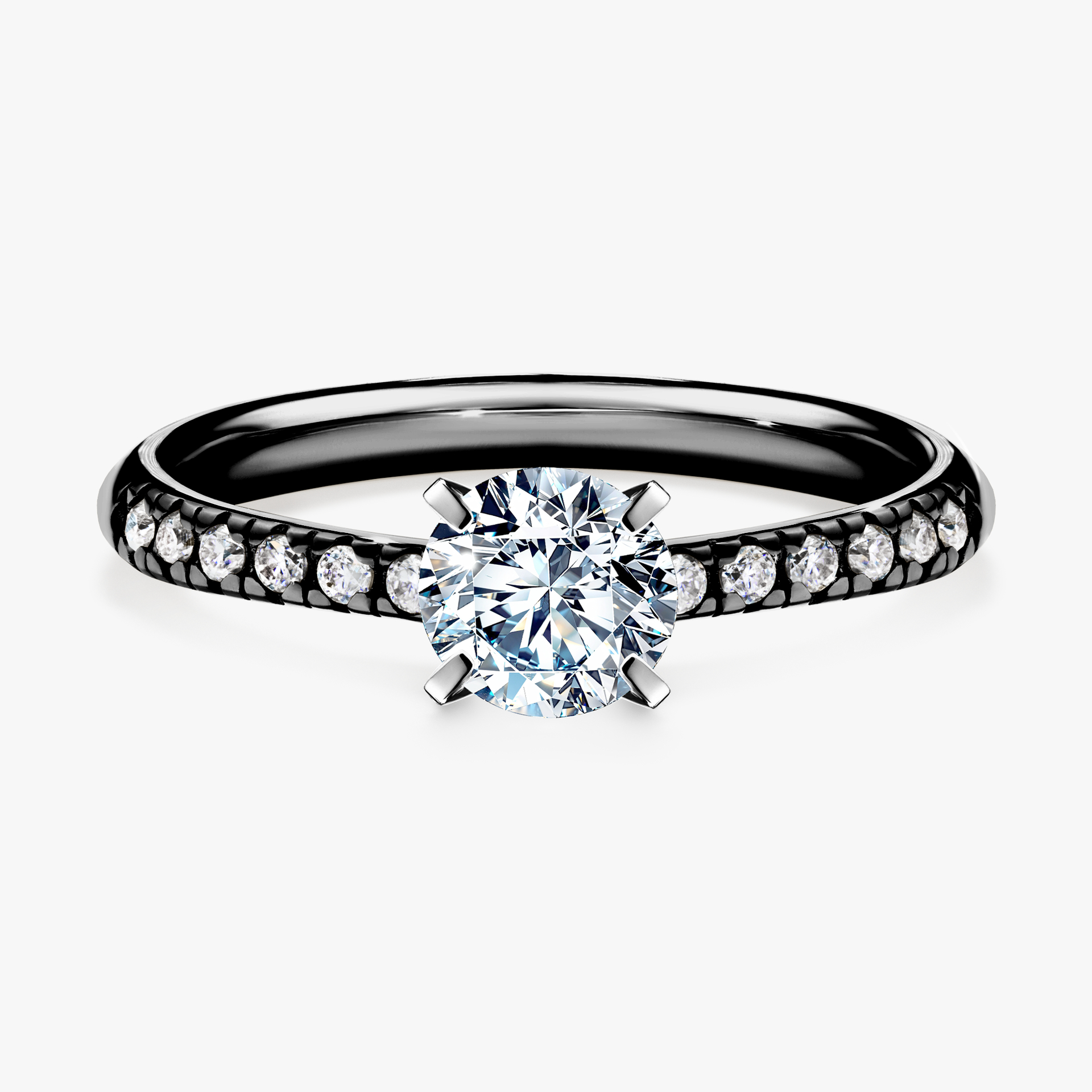 Pierścionek zaręczynowy My Sunshine z czarnego złota z diamentem naturalnym 0,64ct