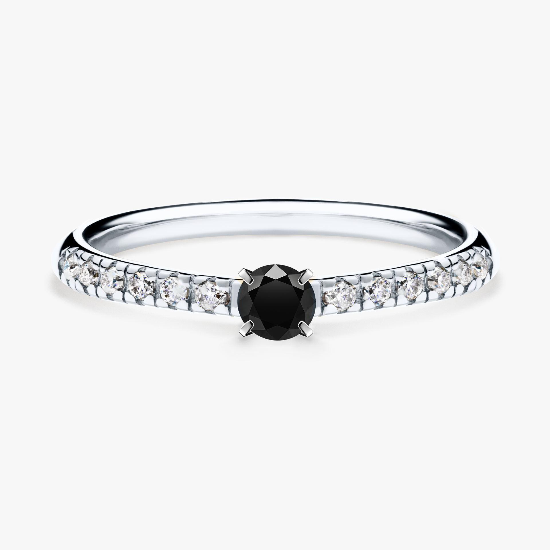 Pierścionek zaręczynowy My Sunshine z białego złota z czarnym diamentem 0,24ct