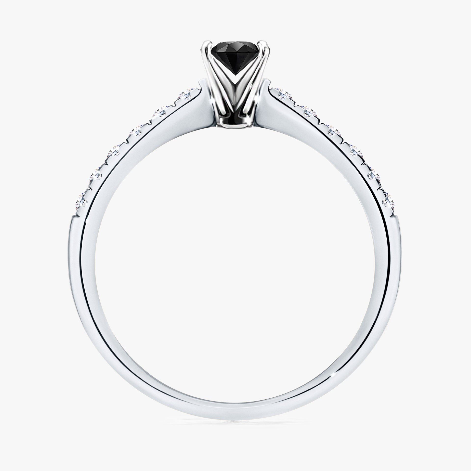 Pierścionek zaręczynowy My Sunshine z białego złota z czarnym diamentem 0,24ct