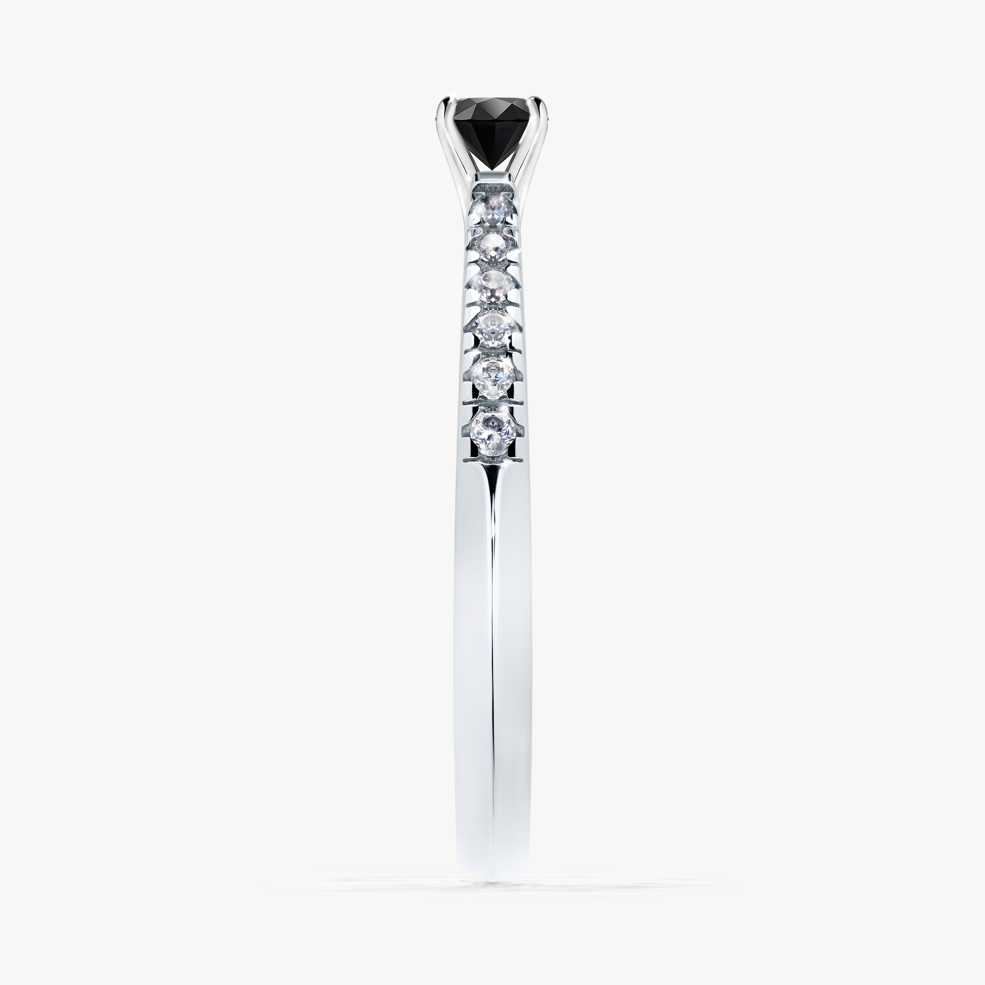 Pierścionek zaręczynowy My Sunshine z białego złota z czarnym diamentem 0,24ct