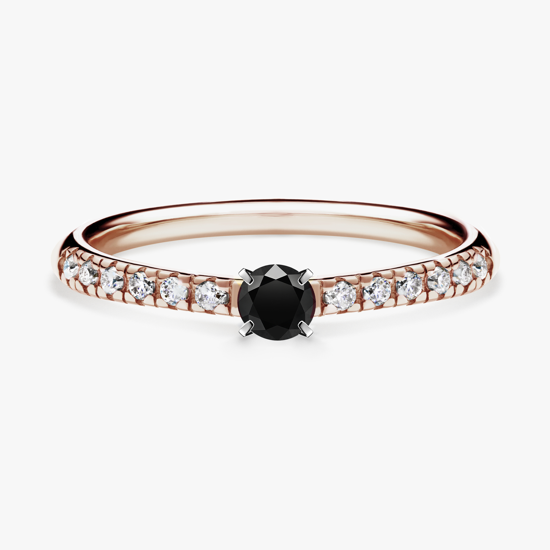 Pierścionek zaręczynowy My Sunshine z różowego złota z czarnym diamentem 0,24ct