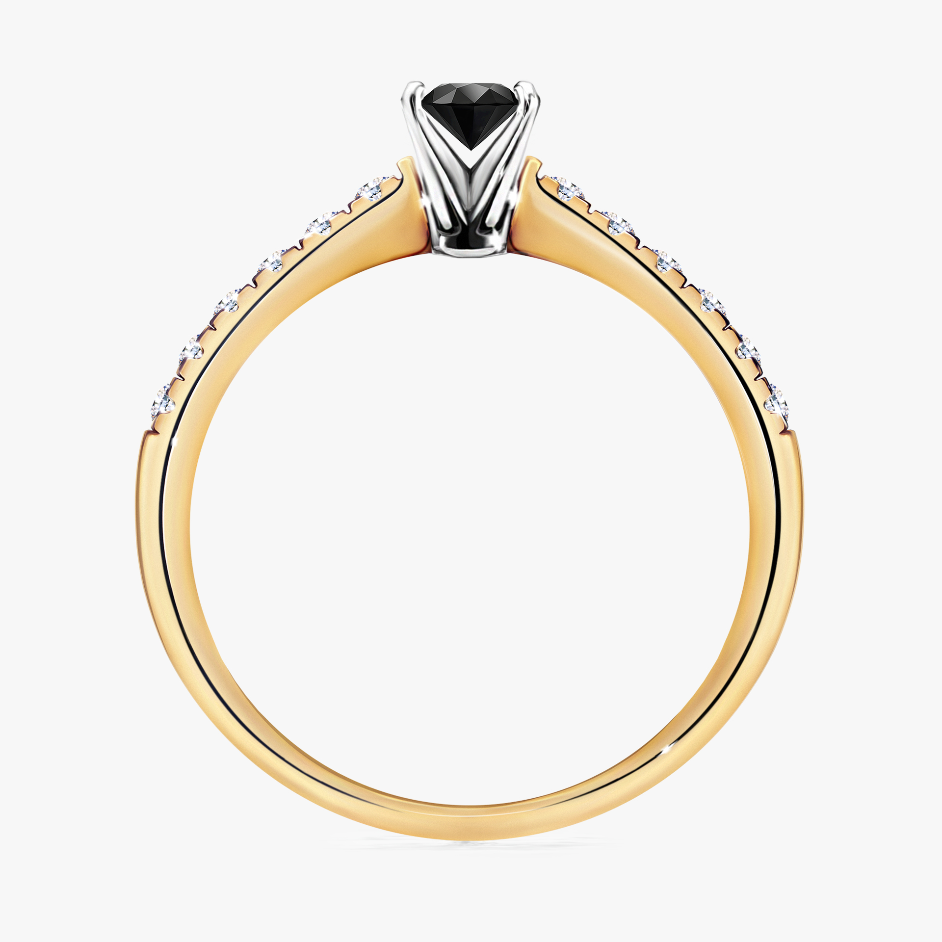 Pierścionek zaręczynowy My Sunshine z żółtego złota z czarnym diamentem 0,24ct