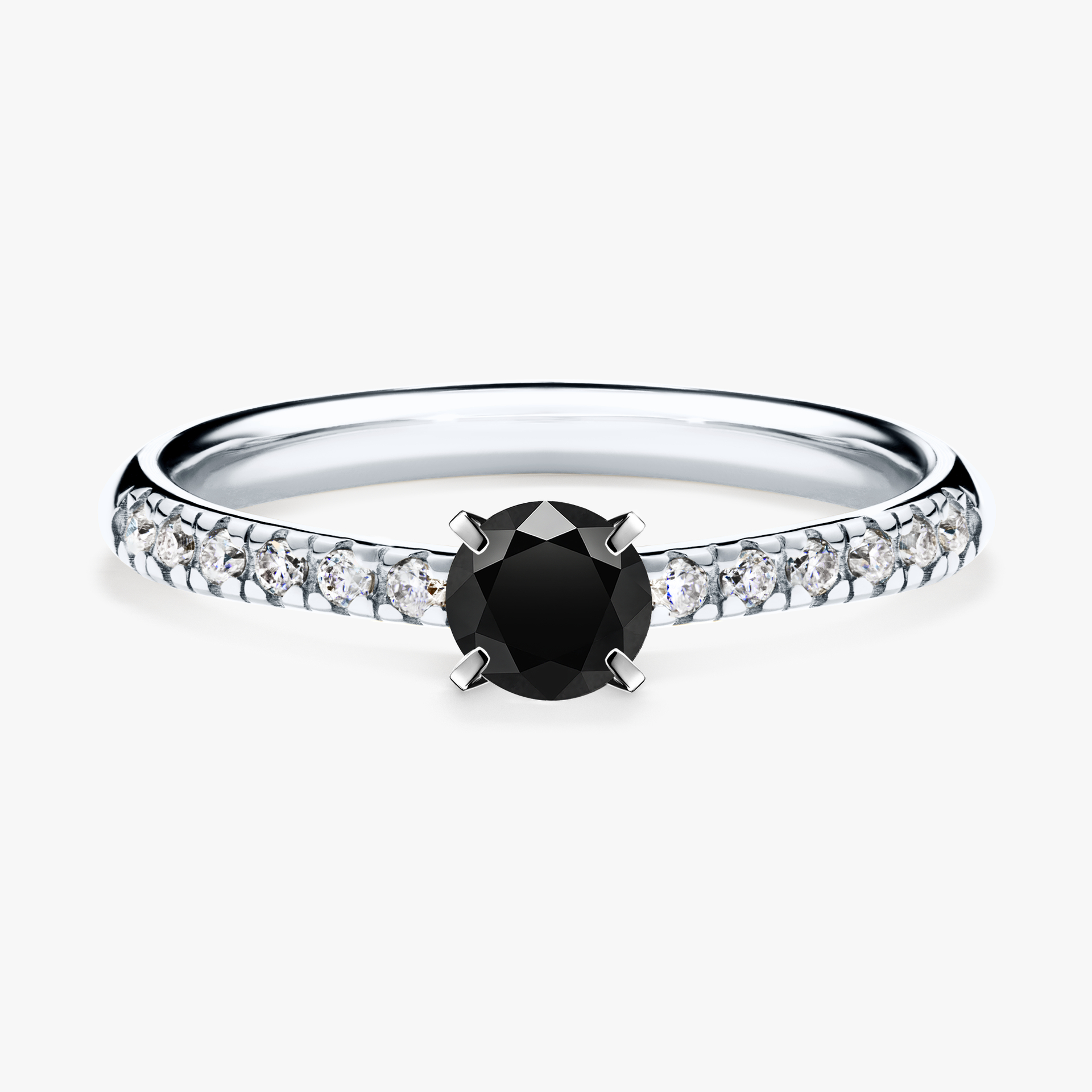 Pierścionek zaręczynowy My Sunshine z białego złota z czarnym diamentem 0,39ct