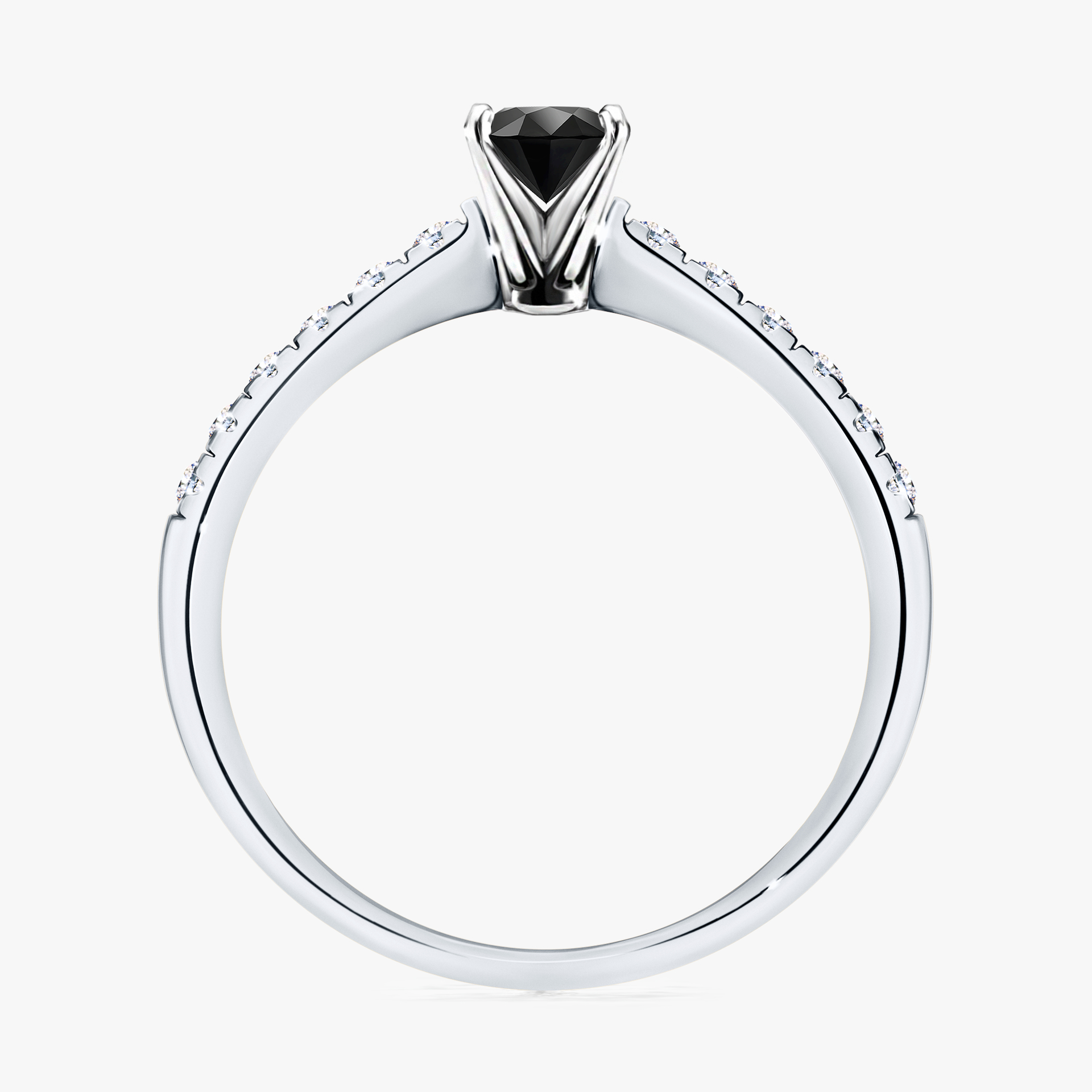 Pierścionek zaręczynowy My Sunshine z białego złota z czarnym diamentem 0,39ct
