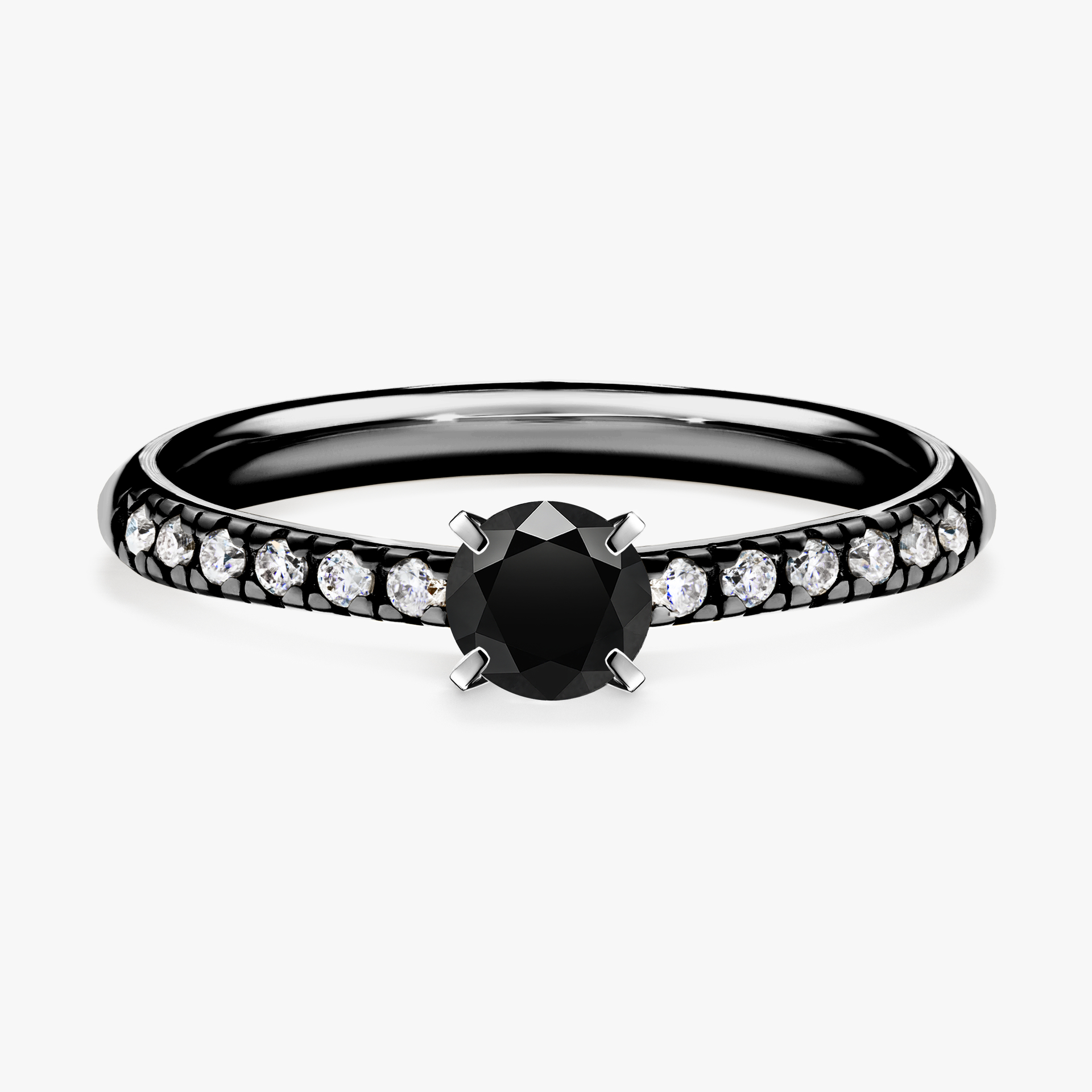 Pierścionek zaręczynowy My Sunshine z czarnego złota z czarnym diamentem 0,39ct