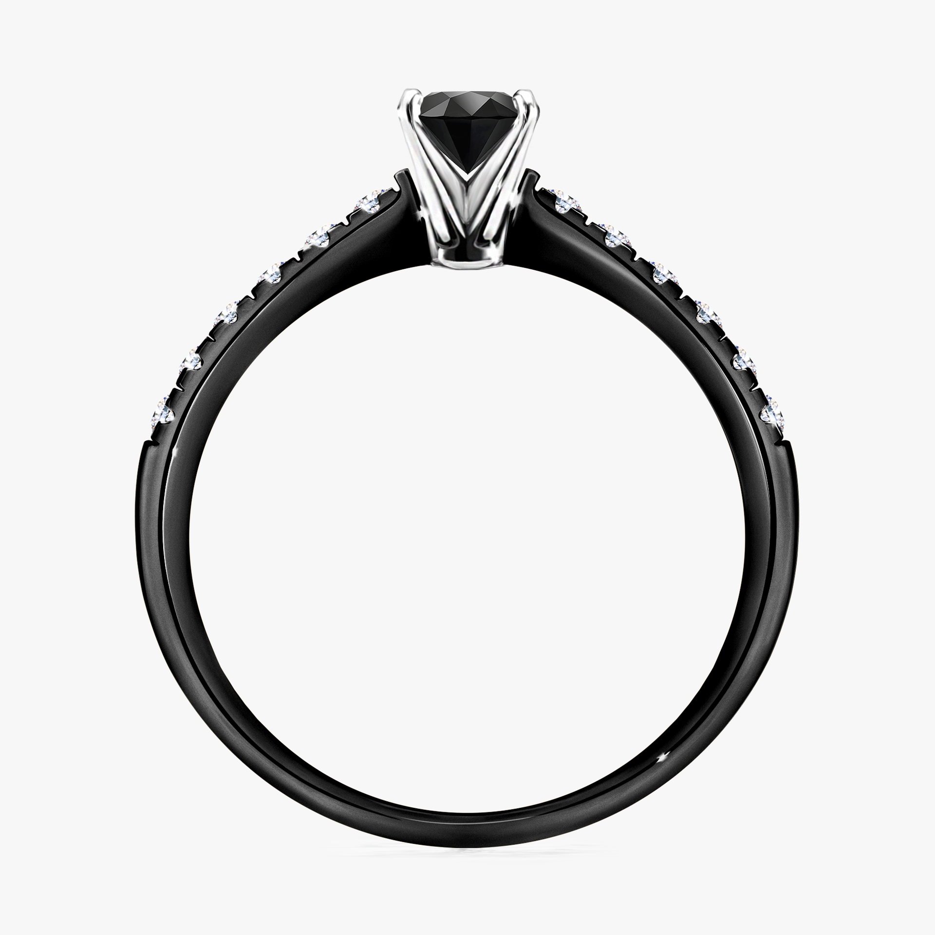 Pierścionek zaręczynowy My Sunshine z czarnego złota z czarnym diamentem 0,39ct