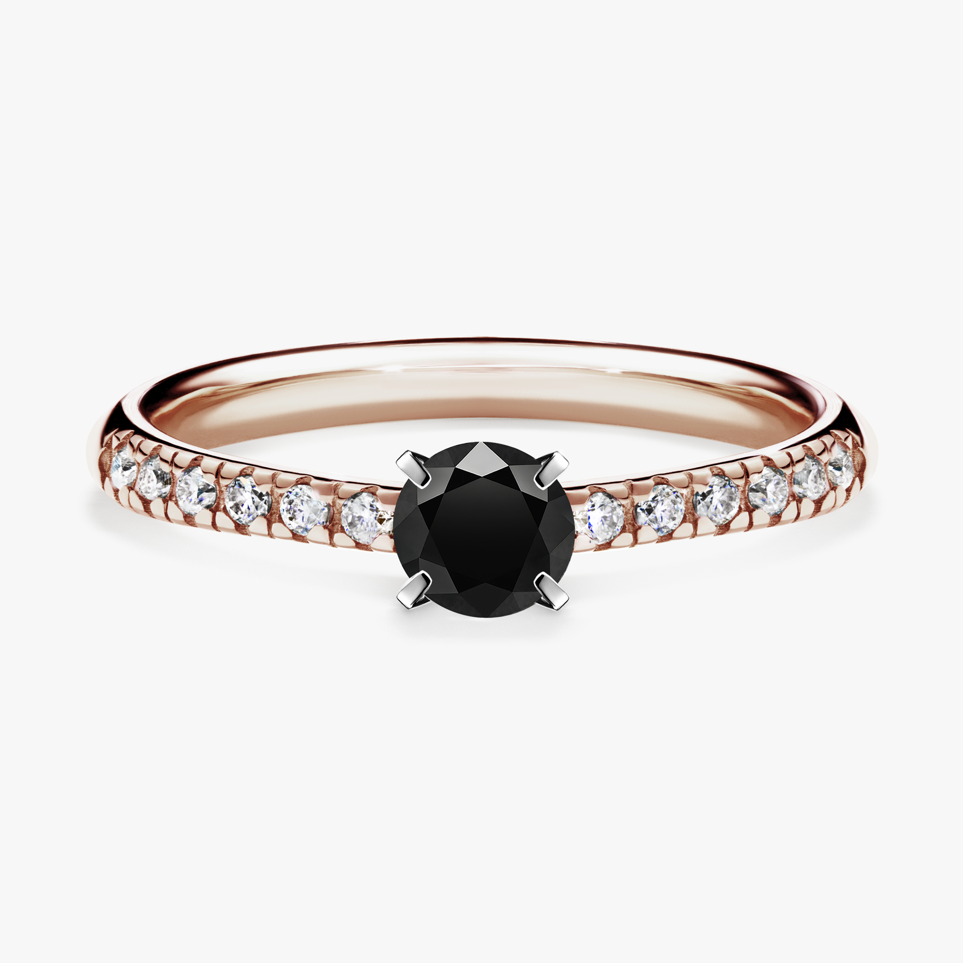 Pierścionek zaręczynowy My Sunshine z różowego złota z czarnym diamentem 0,39ct