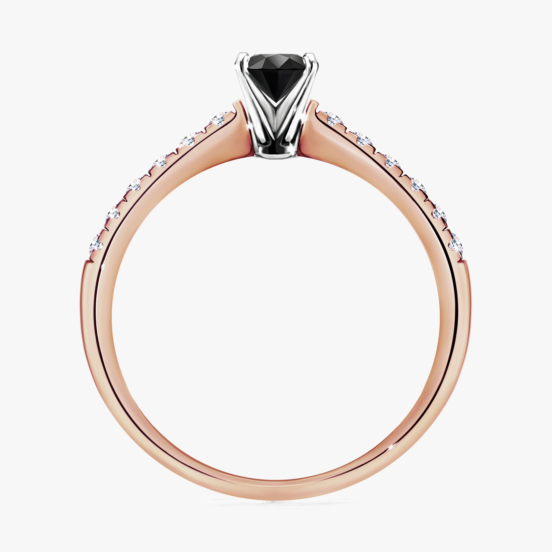 Pierścionek zaręczynowy My Sunshine z różowego złota z czarnym diamentem 0,39ct