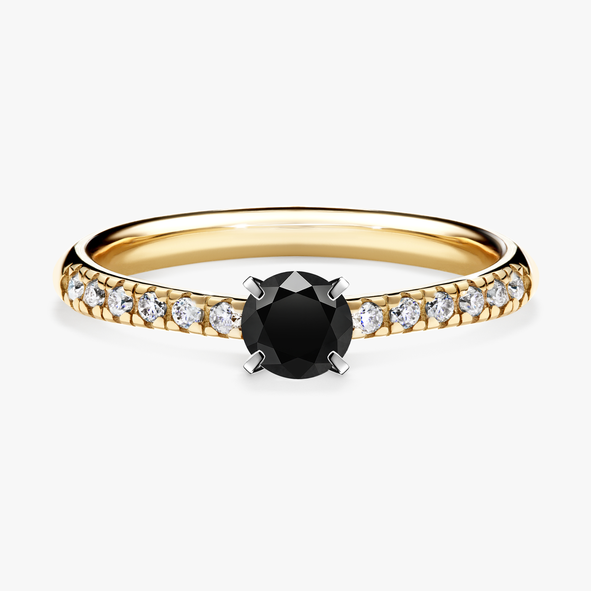 Pierścionek zaręczynowy My Sunshine z żółtego złota z czarnym diamentem 0,39ct
