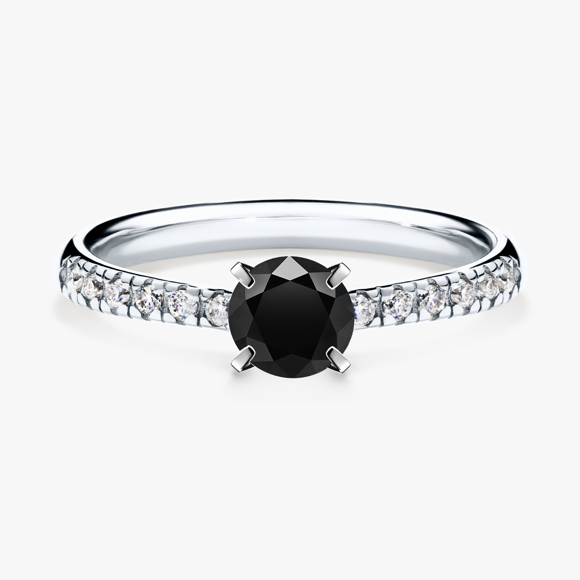 Pierścionek zaręczynowy My Sunshine z białego złota z czarnym diamentem 0,44ct