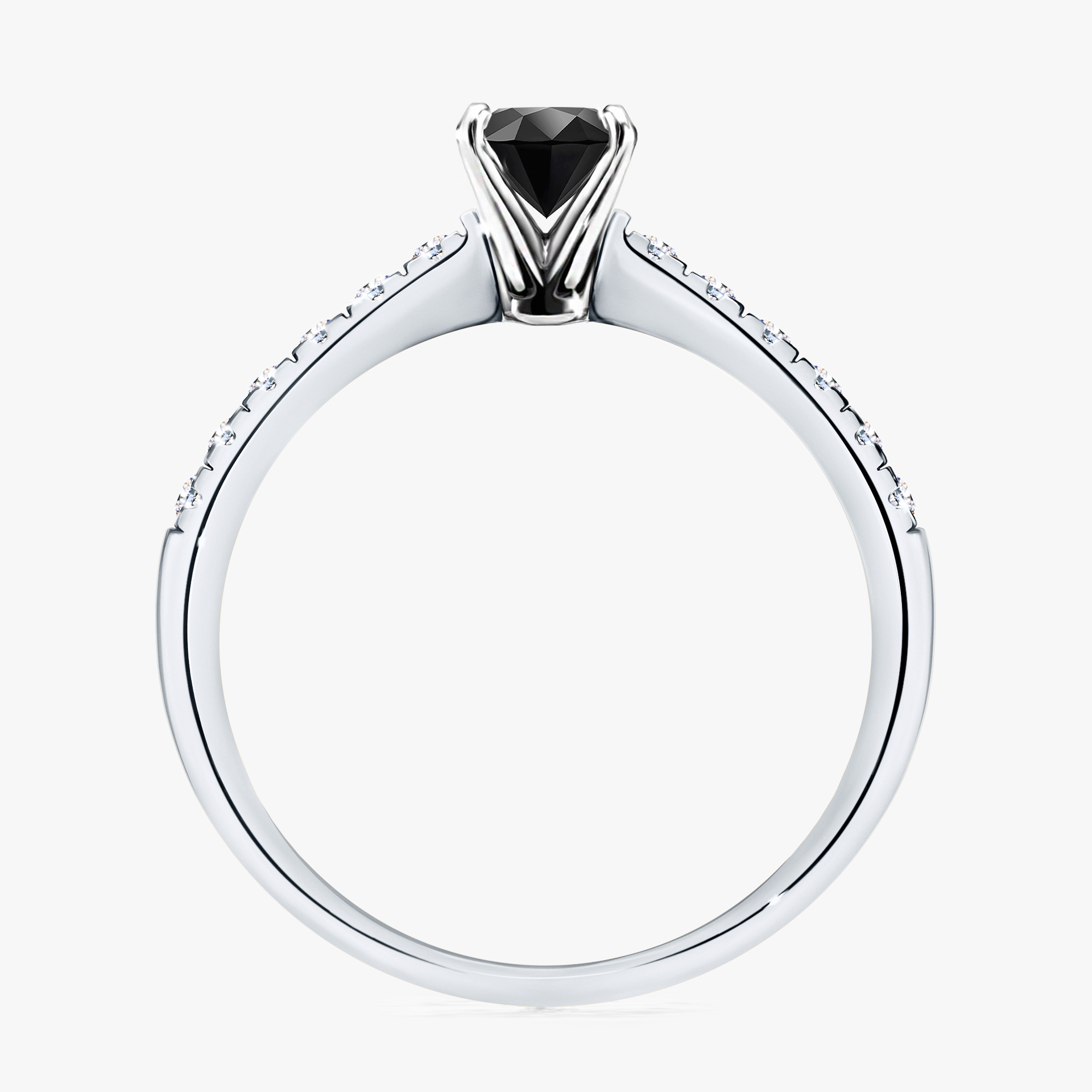Pierścionek zaręczynowy My Sunshine z białego złota z czarnym diamentem 0,44ct
