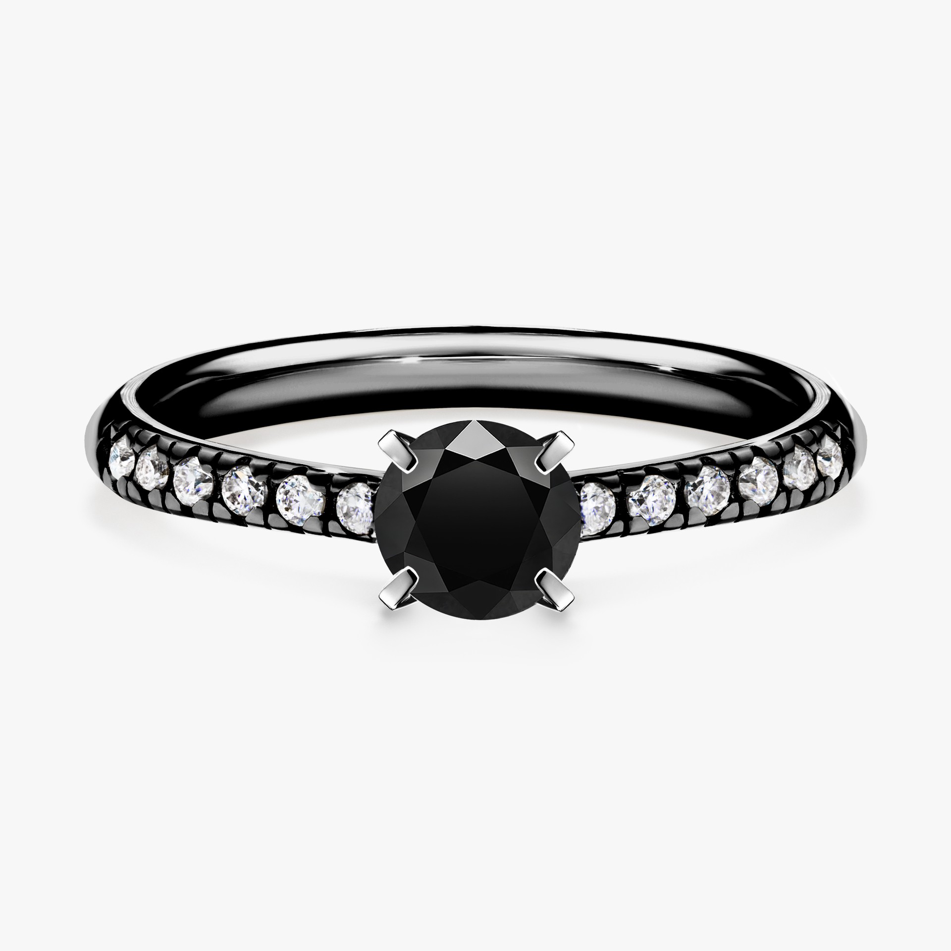 Pierścionek zaręczynowy My Sunshine z czarnego złota z czarnym diamentem 0,44ct