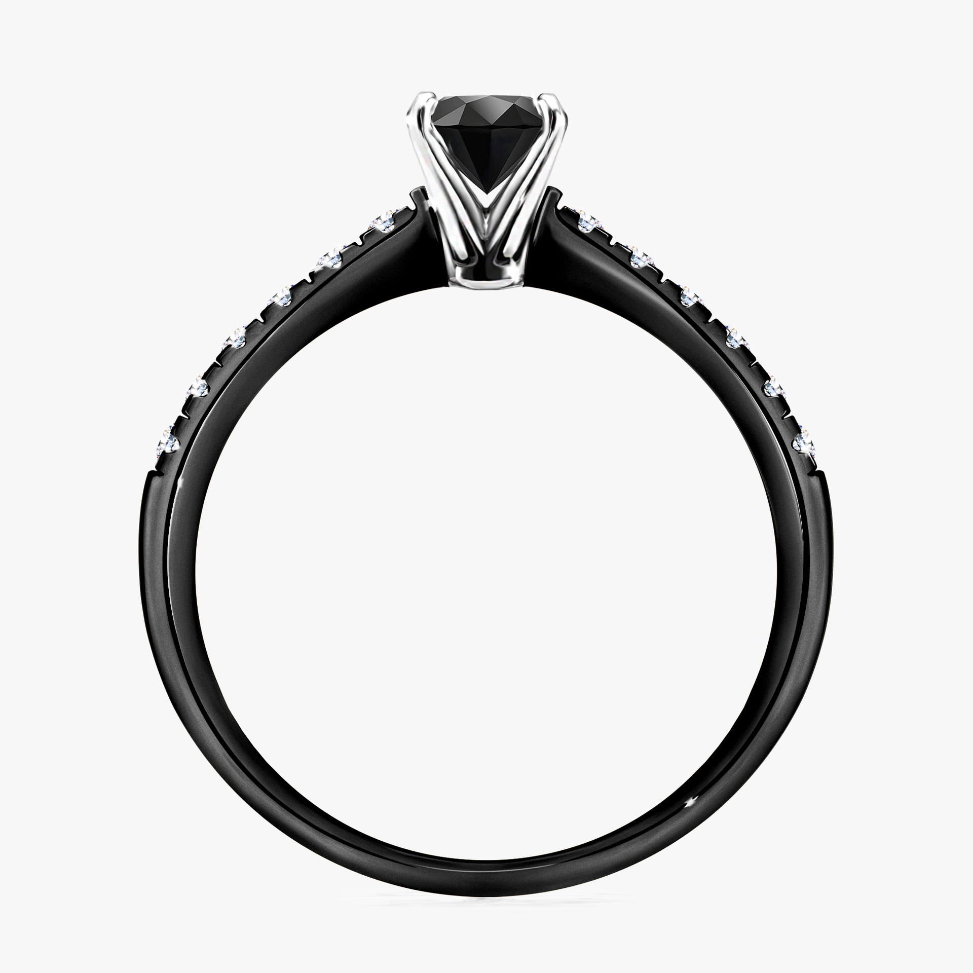 Pierścionek zaręczynowy My Sunshine z czarnego złota z czarnym diamentem 0,44ct
