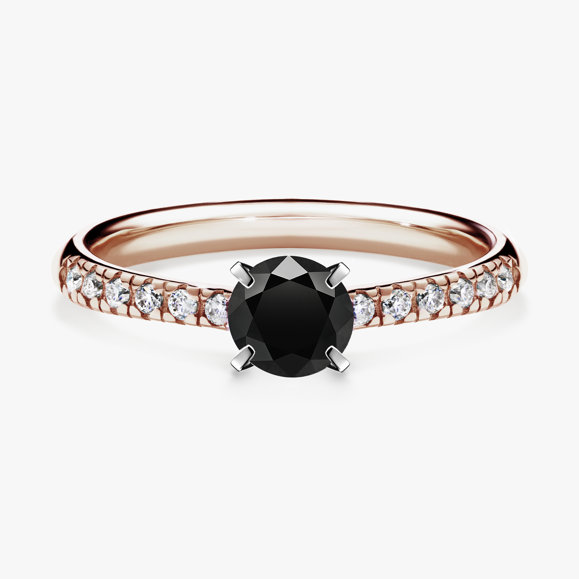 Pierścionek zaręczynowy My Sunshine z różowego złota z czarnym diamentem 0,44ct